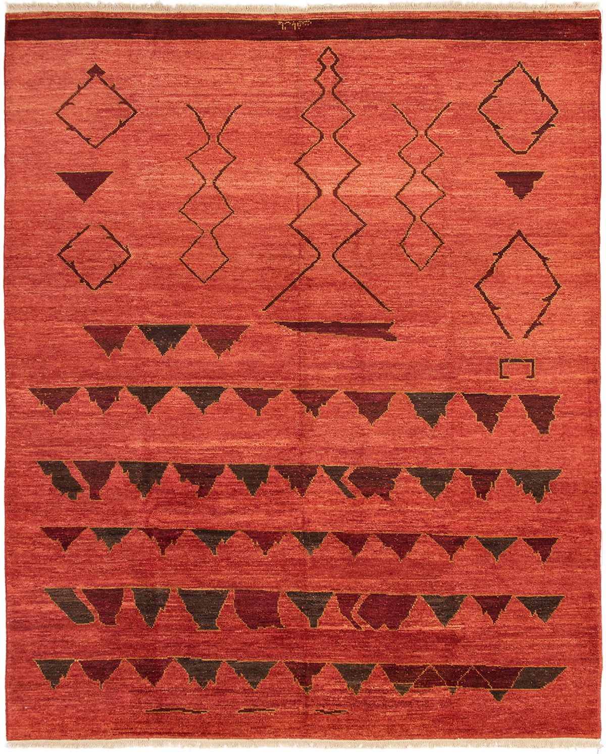 Hand-knotted Tangier Dark Copper Wool Rug 9'1" x 11'6" Size: 9'1" x 11'6"  