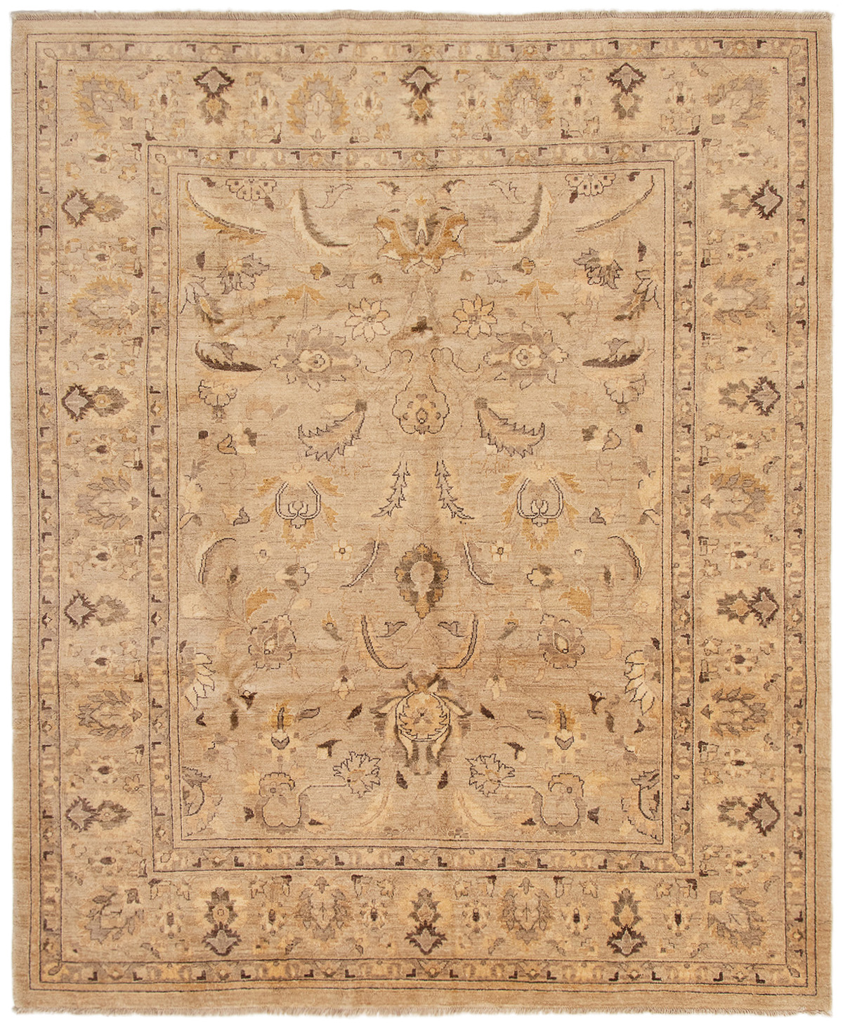Hand-knotted Chobi Finest Tan Wool Rug 8'2" x 9'9" Size: 8'2" x 9'9"  
