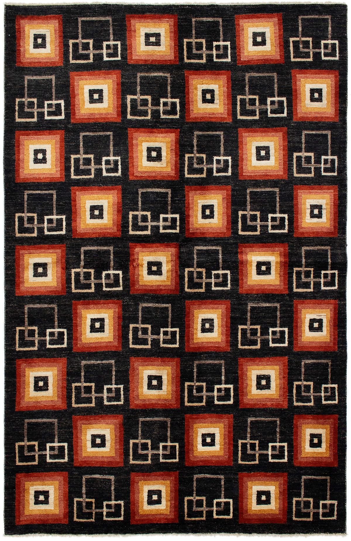 Hand-knotted Finest Ziegler Chobi Black Wool Rug 6'8" x 10'5" Size: 6'8" x 10'5"  