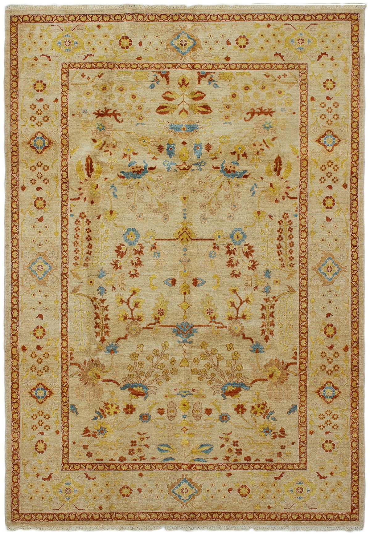 Hand-knotted Chobi Twisted Cream Wool Rug 6'2" x 9'1" Size: 6'2" x 9'1"  