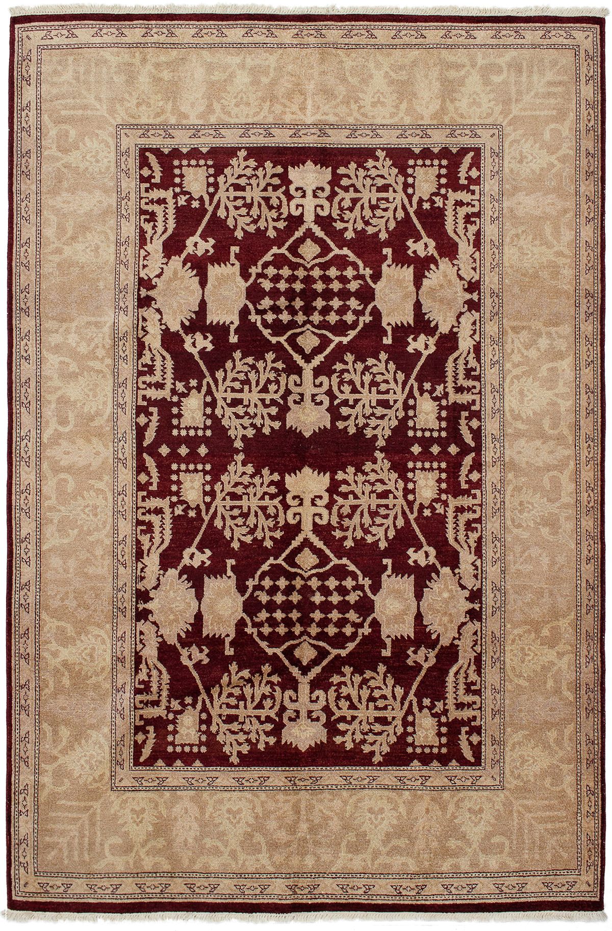 Hand-knotted Chobi Twisted Dark Red Wool Rug 6'3" x 9'4" Size: 6'3" x 9'4"  
