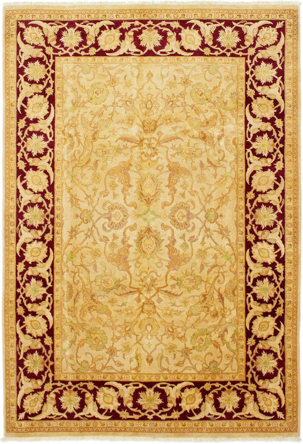 Hand-knotted Chobi Finest Cream Wool Rug 6'0" x 8'10"  Size: 6'0" x 8'10"  