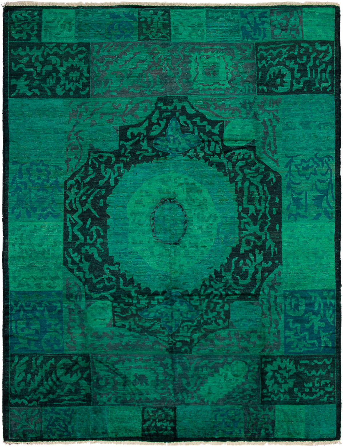 Hand-knotted Vibrance Teal Wool Rug 9'1" x 11'7" Size: 9'1" x 11'7"  