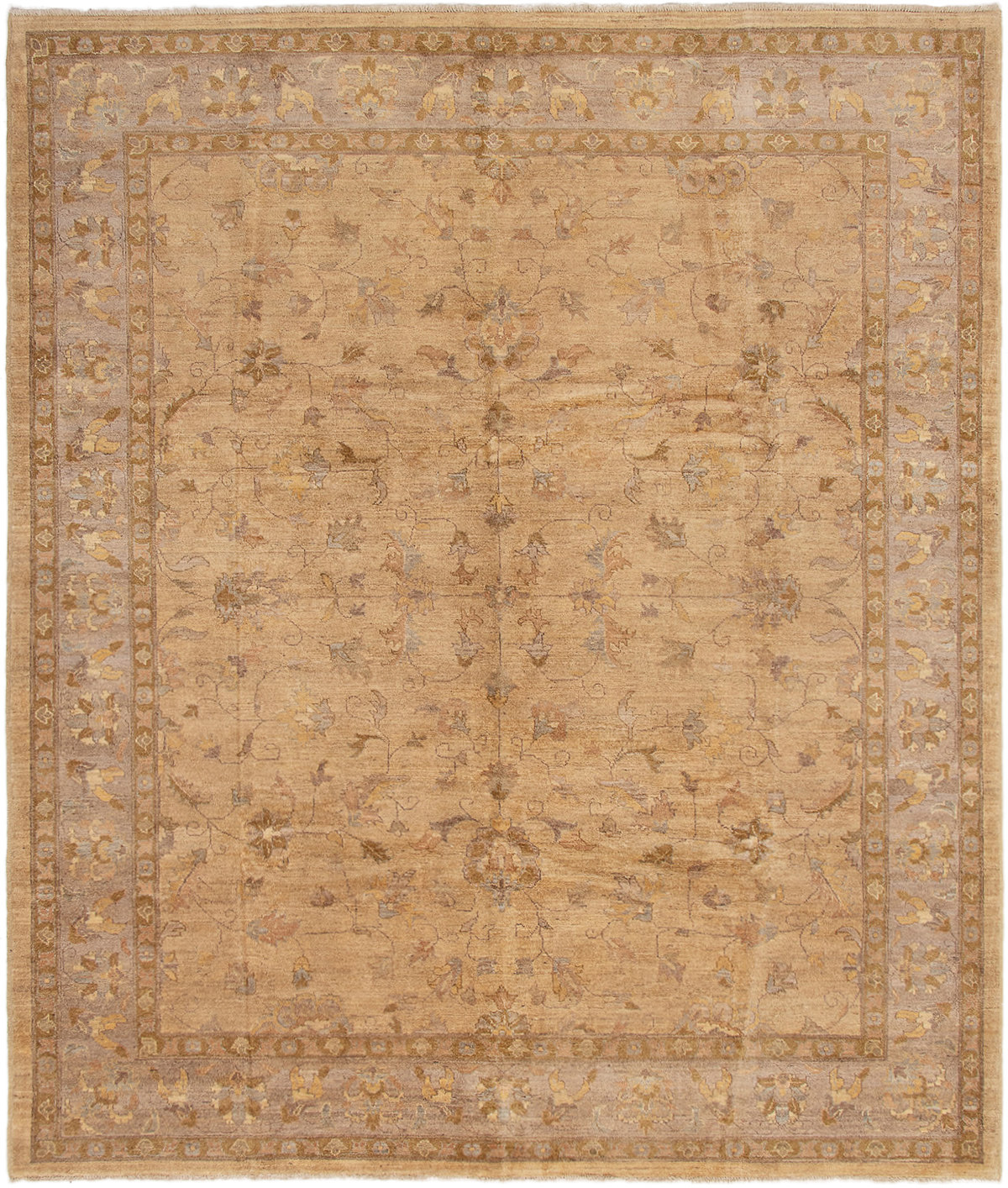 Hand-knotted Chobi Finest Tan Wool Rug 8'0" x 9'8" Size: 8'0" x 9'8"  