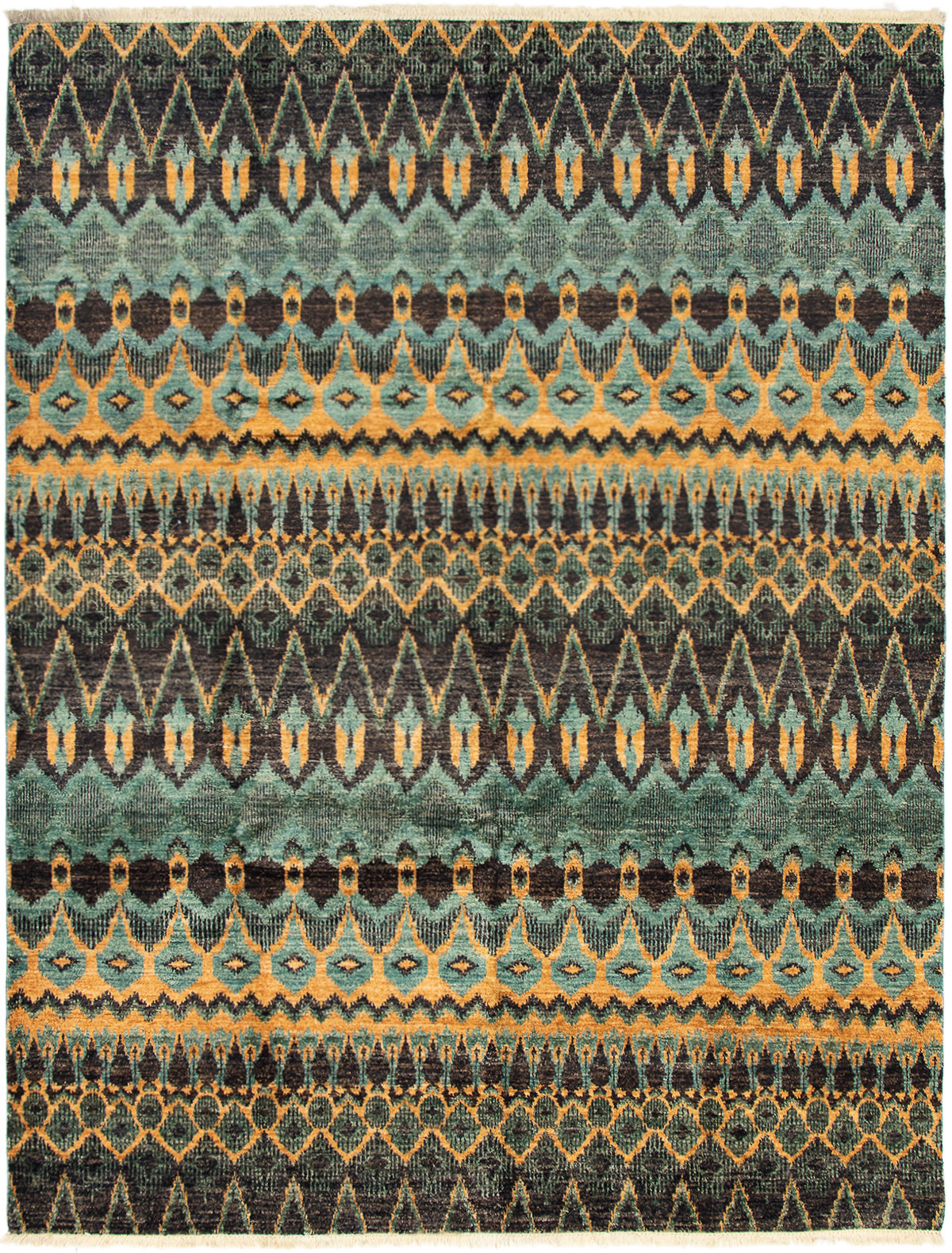 Hand-knotted Shalimar Teal Wool Rug 8'1" x 9'10" Size: 8'1" x 9'10"  