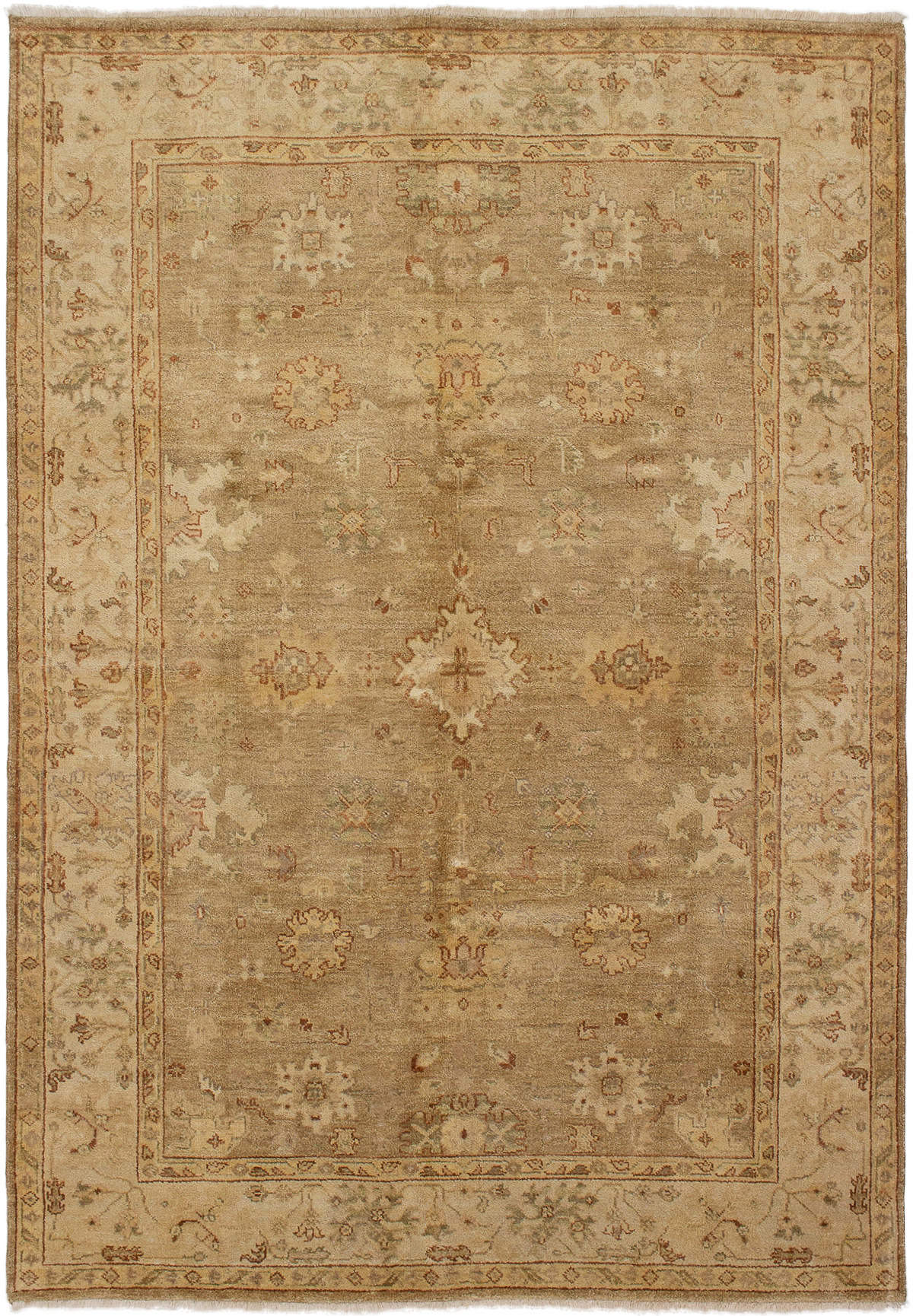 Hand-knotted Chobi Finest Tan Wool Rug 6'2" x 9'0" Size: 6'2" x 9'0"  