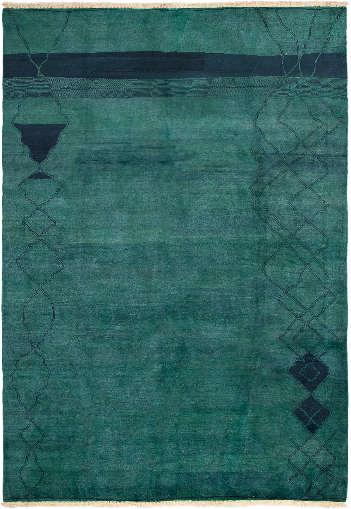 Hand-knotted Vibrance Teal Wool Rug 8'4" x 11'10" Size: 8'4" x 11'10"  