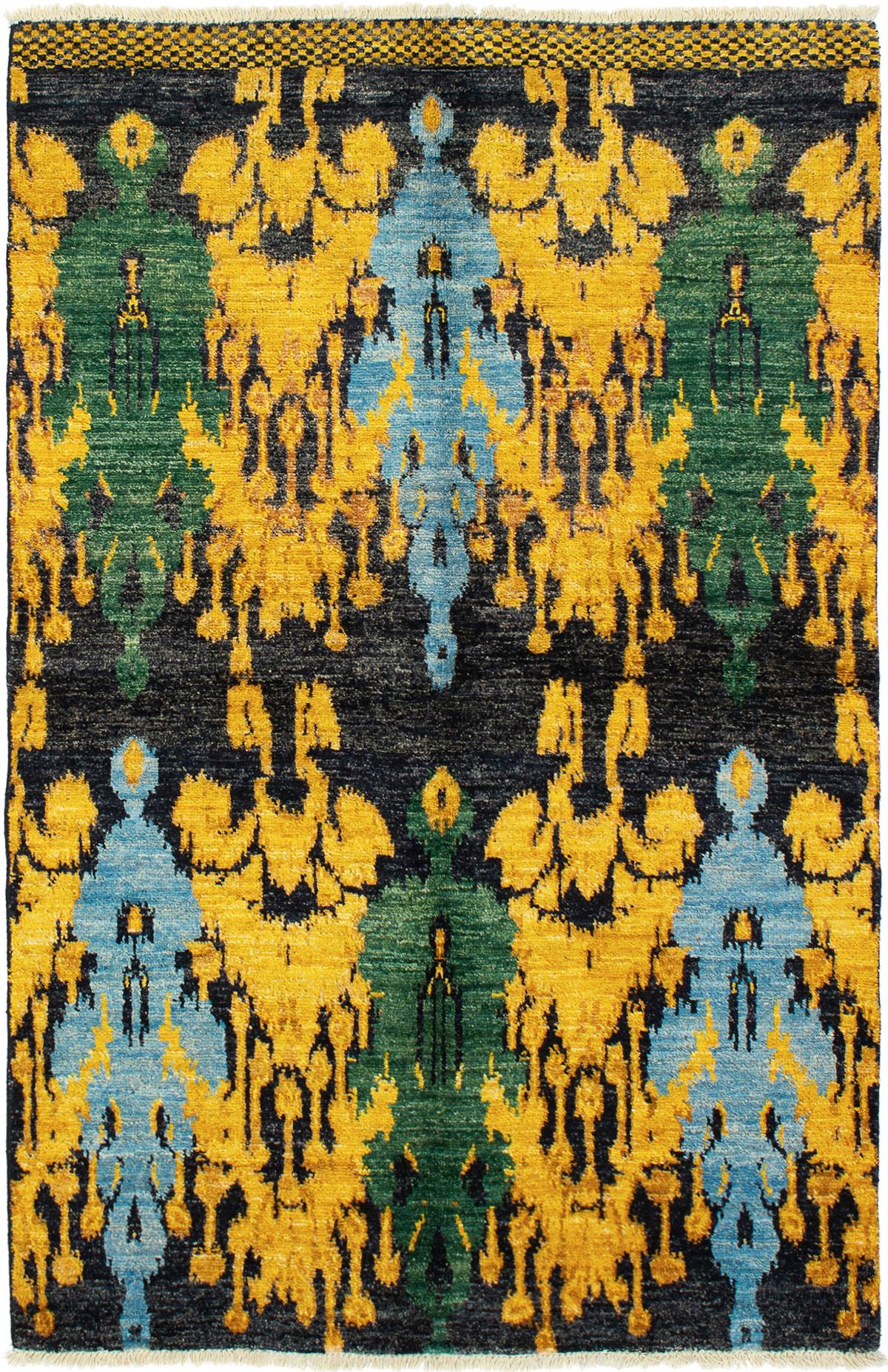 Hand-knotted Shalimar Black, Gold Wool Rug 4'6" x 7'1" Size: 4'6" x 7'1"  