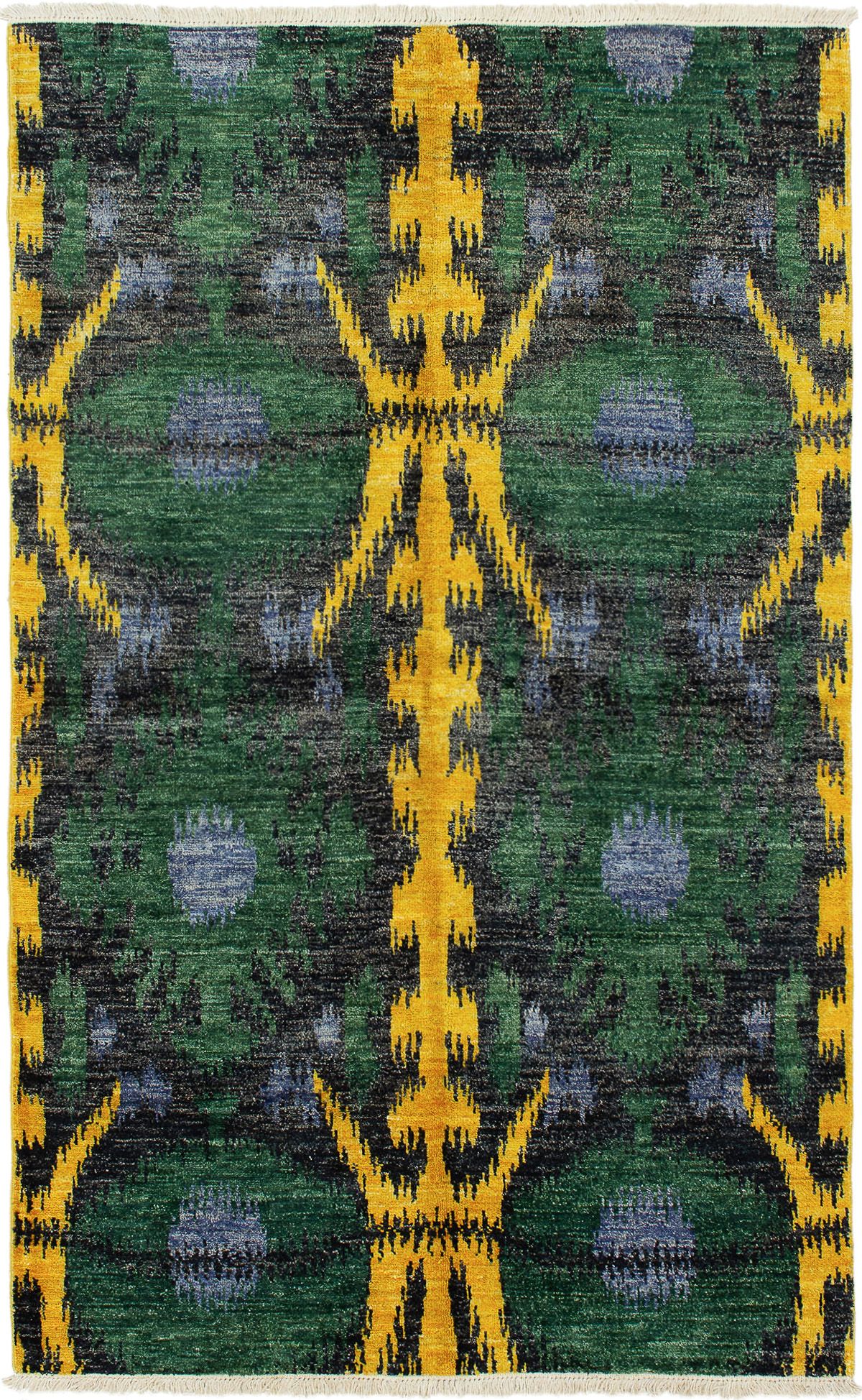 Hand-knotted Shalimar Green Wool Rug 5'0" x 8'3" Size: 5'0" x 8'3"  