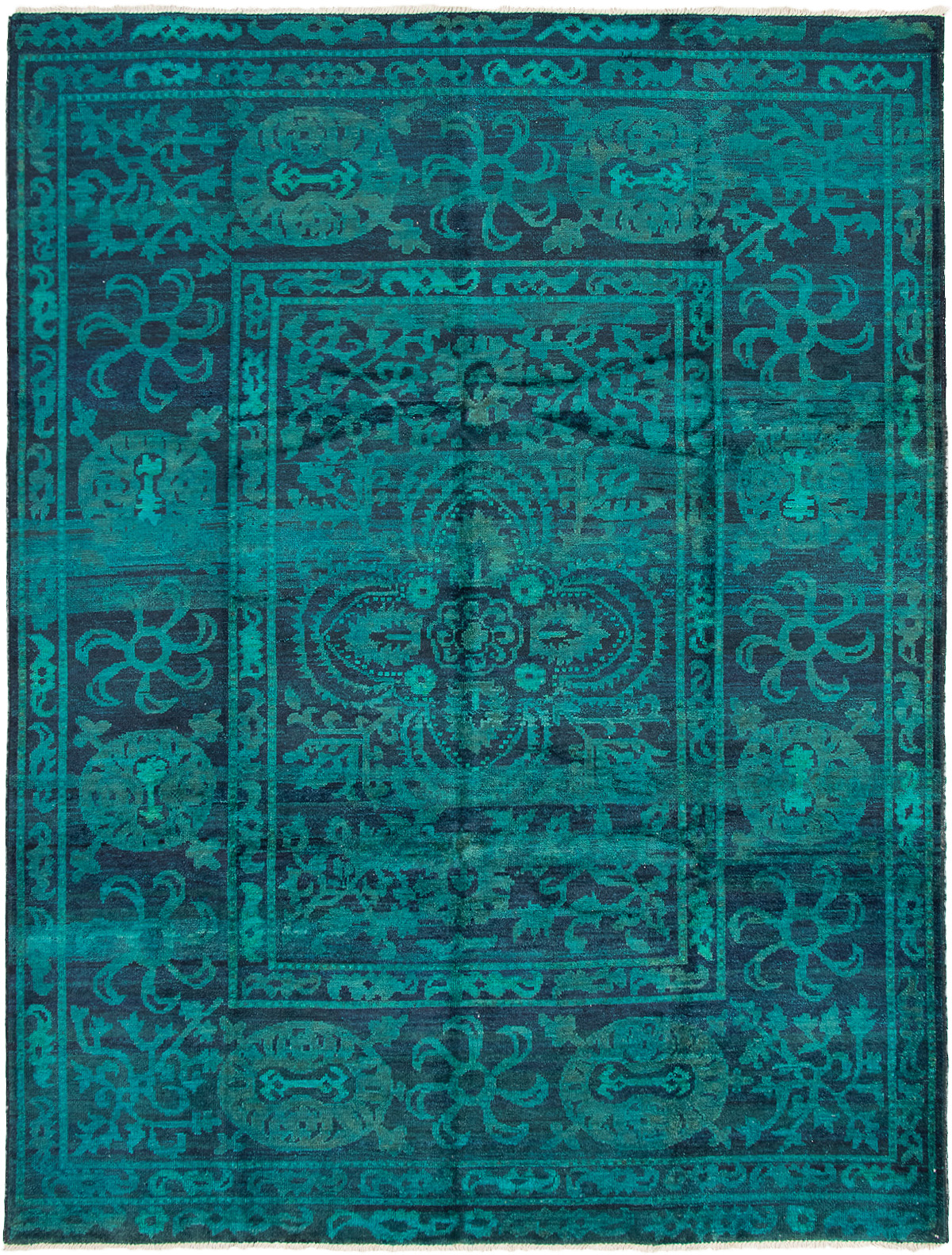 Hand-knotted Vibrance Teal Wool Rug 9'5" x 12'6" Size: 9'5" x 12'6"  