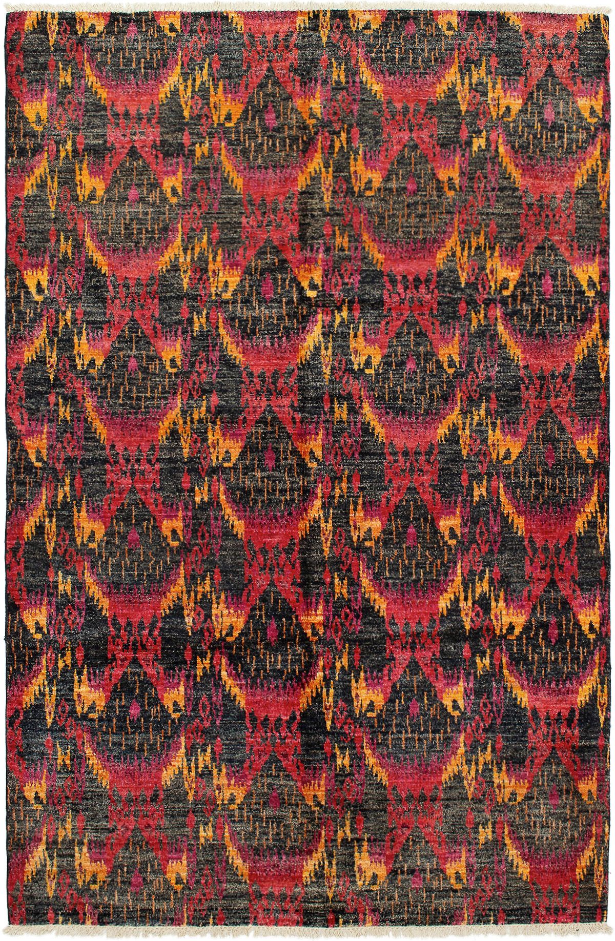 Hand-knotted Shalimar Black, Red Wool Rug 5'8" x 8'8" Size: 5'8" x 8'8"  