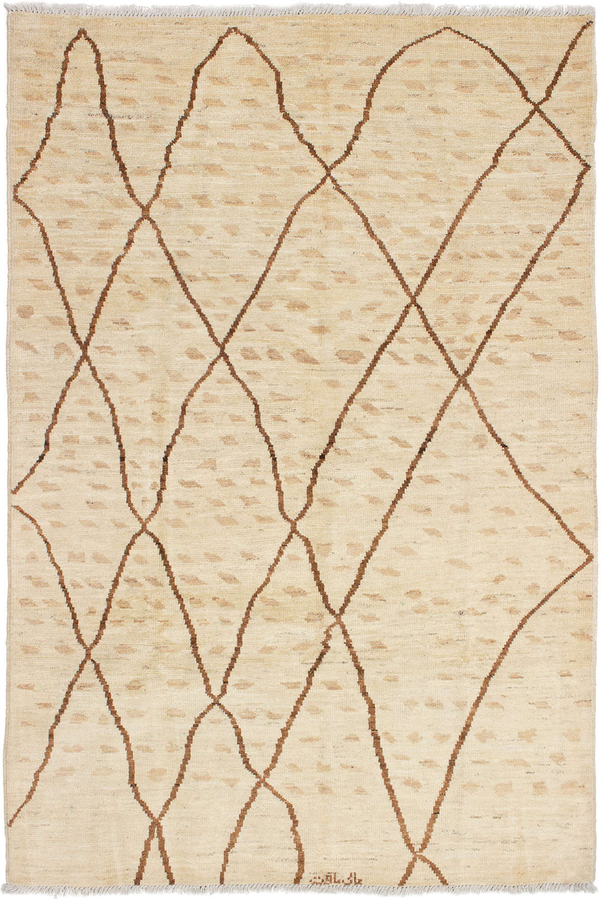 Hand-knotted Tangier Cream Wool Rug 6'2" x 9'2" Size: 6'2" x 9'2"  