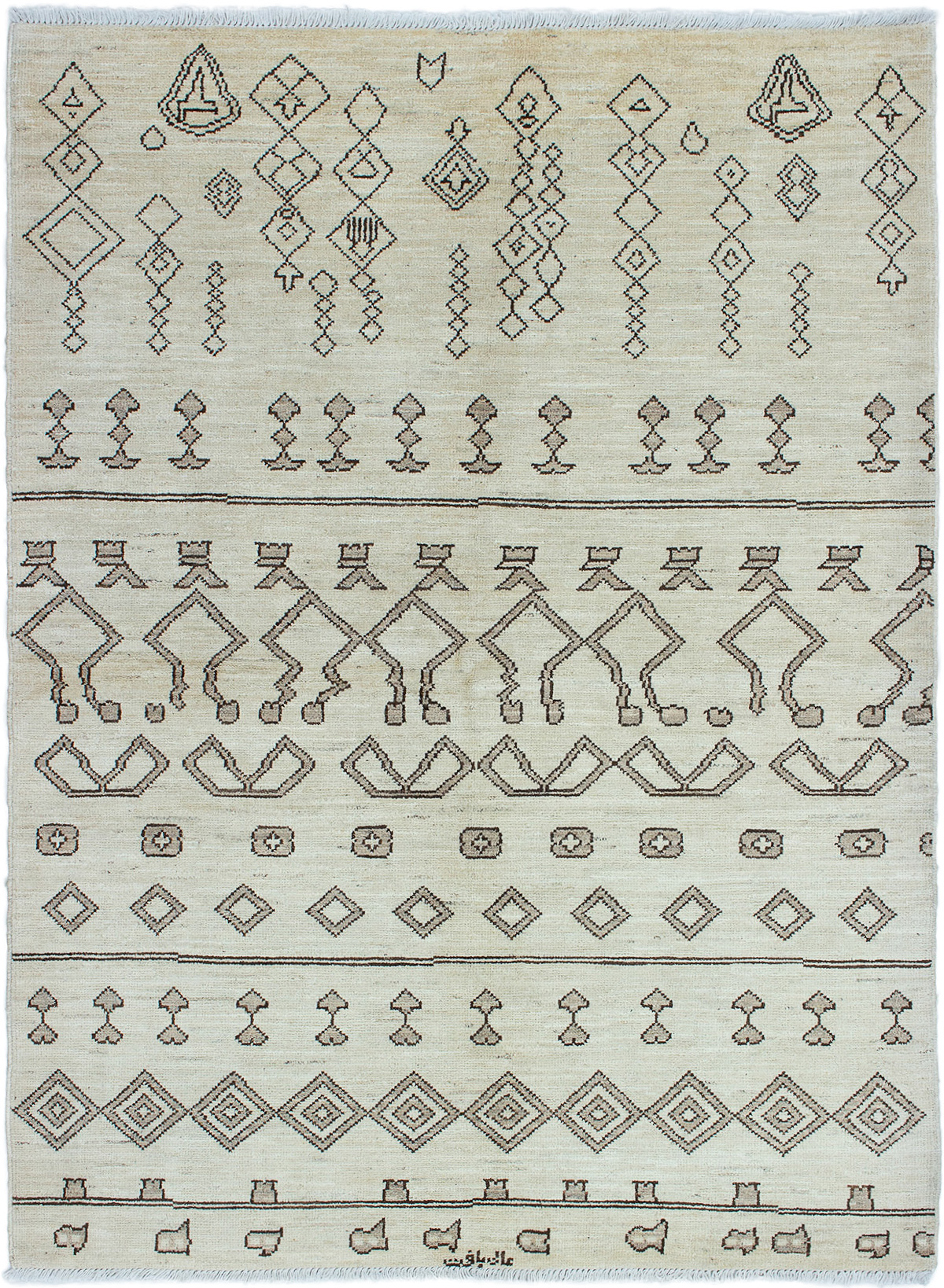 Hand-knotted Tangier Cream Wool Rug 6'4" x 8'7" Size: 6'4" x 8'7"  