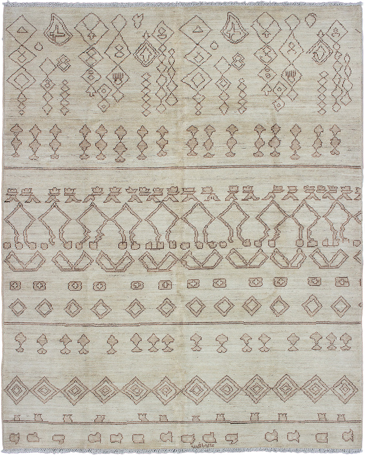 Hand-knotted Tangier Cream Wool Rug 8'1" x 10'0" Size: 8'1" x 10'0"  