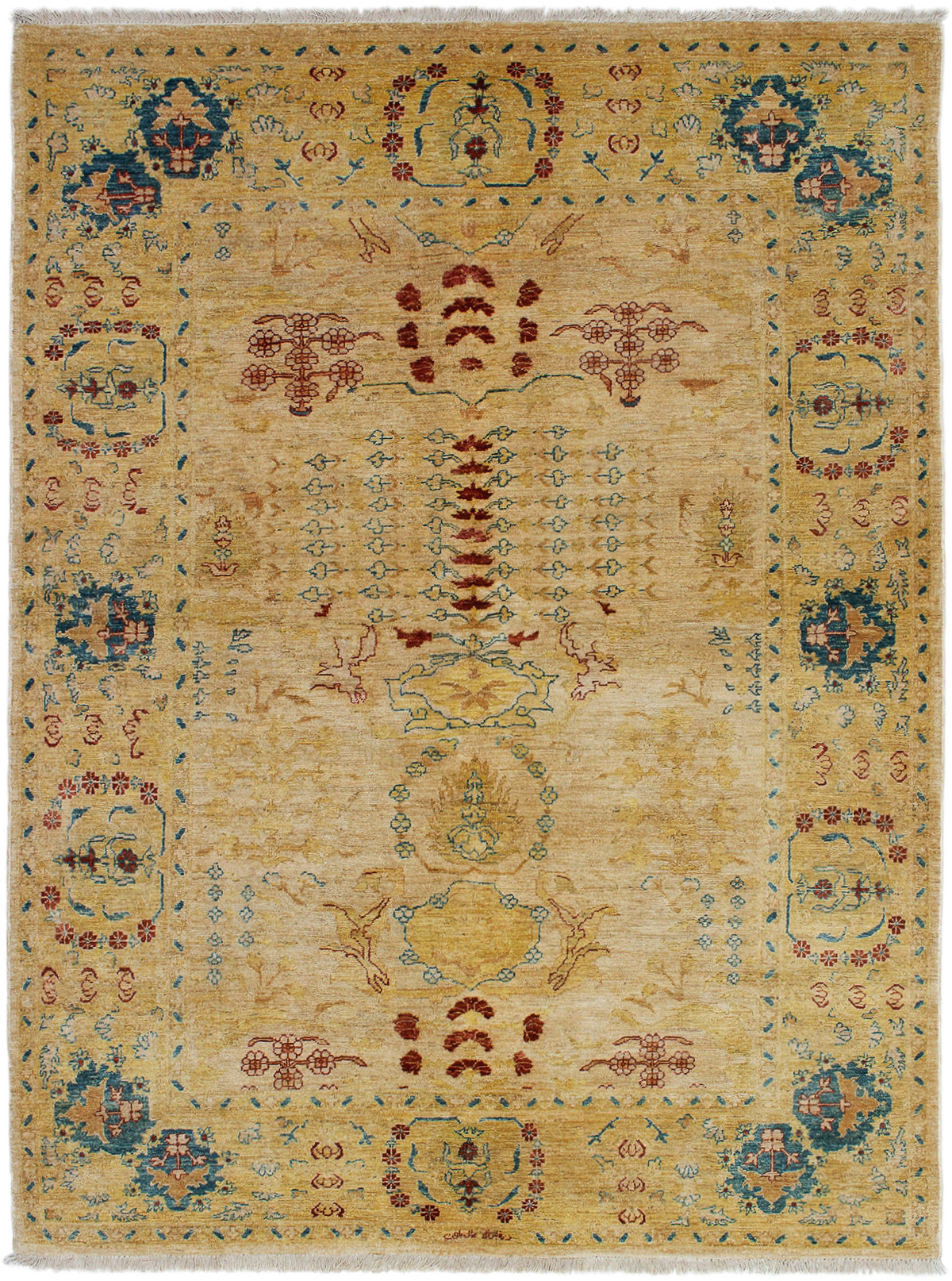 Hand-knotted Peshawar Finest Ivory Wool Rug 6'4" x 8'8" Size: 6'4" x 8'8"  