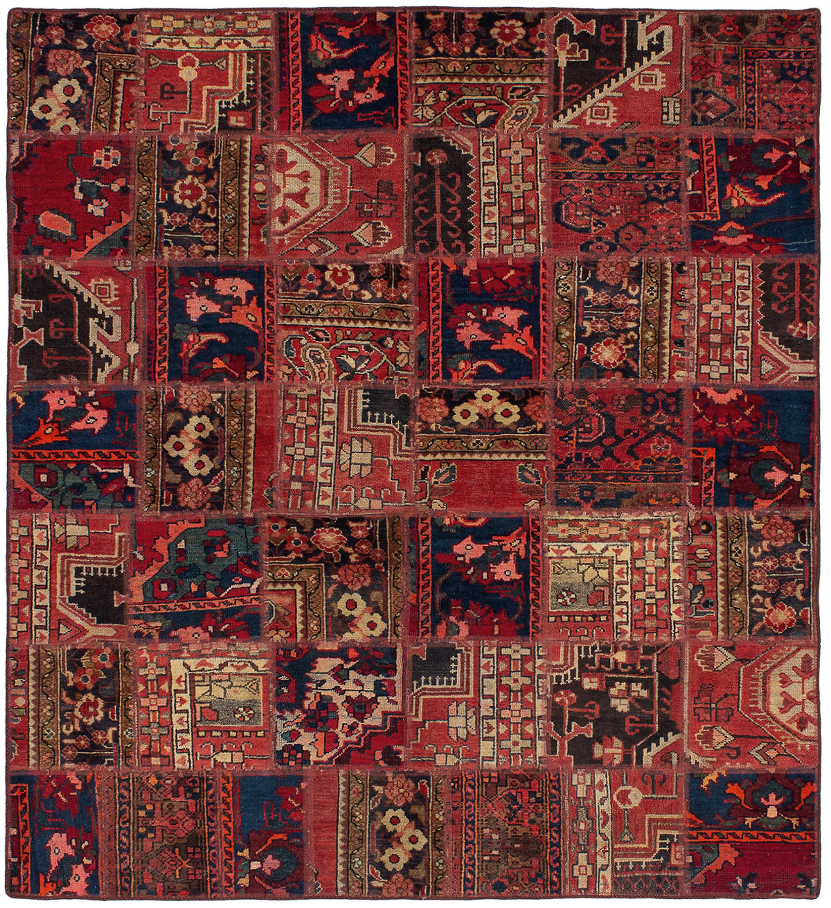 Hand-knotted Vintage Anatolia Patch Red Wool Rug 5'10" x 6'4" Size: 5'10" x 6'4"  