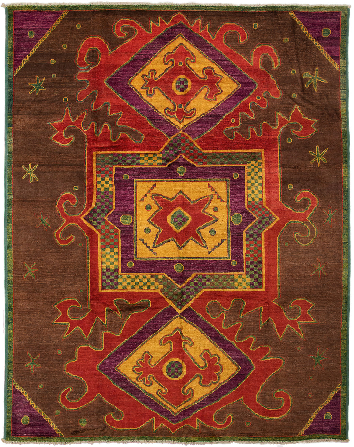 Hand-knotted Shalimar Brown Wool Rug 9'6" x 12'2" Size: 9'6" x 12'2"  