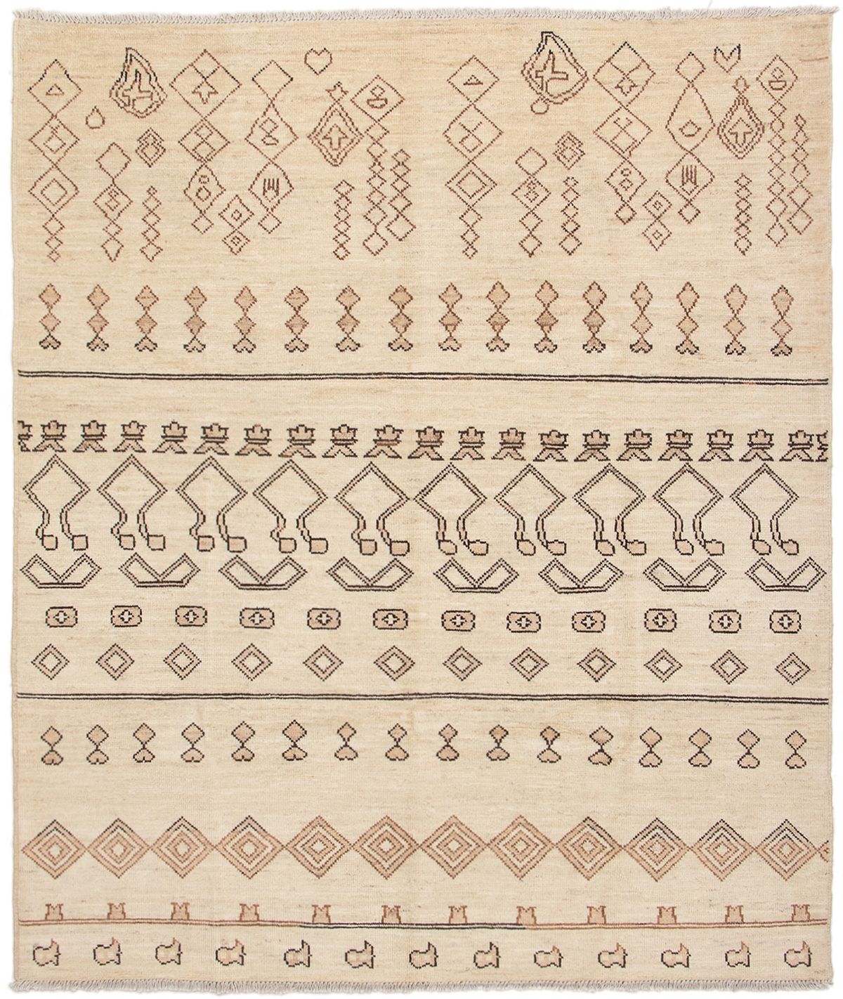 Hand-knotted Tangier Cream Wool Rug 8'4" x 9'9" Size: 8'4" x 9'9"  
