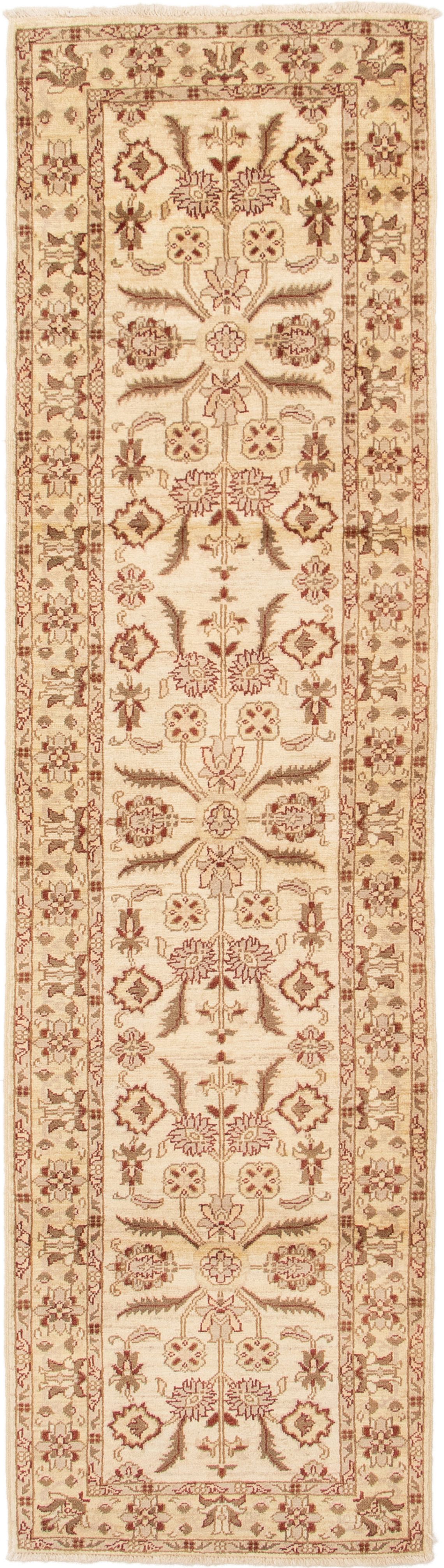Hand-knotted Chobi Finest Cream Wool Rug 2'6" x 9'10" Size: 2'6" x 9'10"  