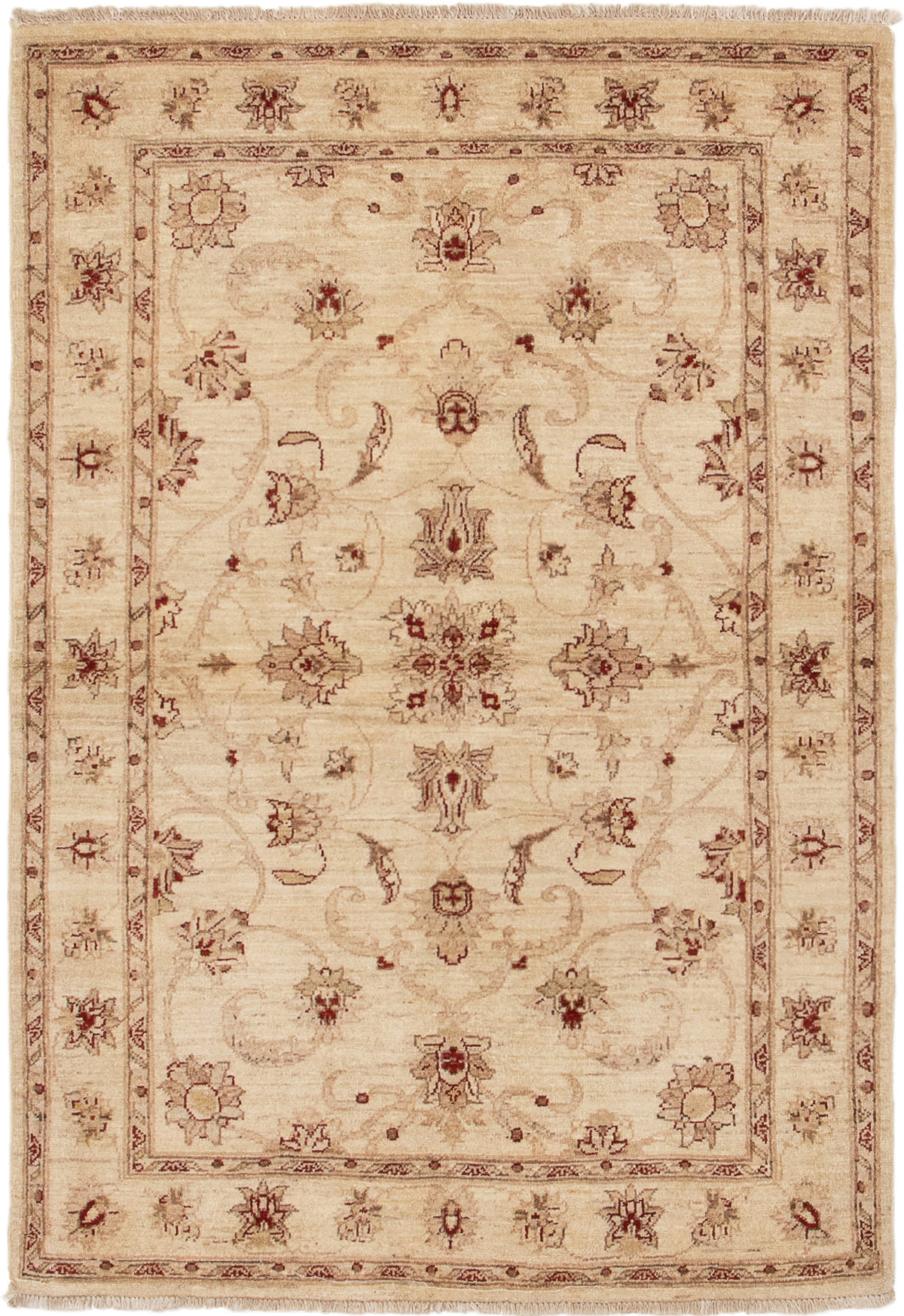 Hand-knotted Chobi Finest Cream Wool Rug 4'1" x 6'0" Size: 4'1" x 6'0"  