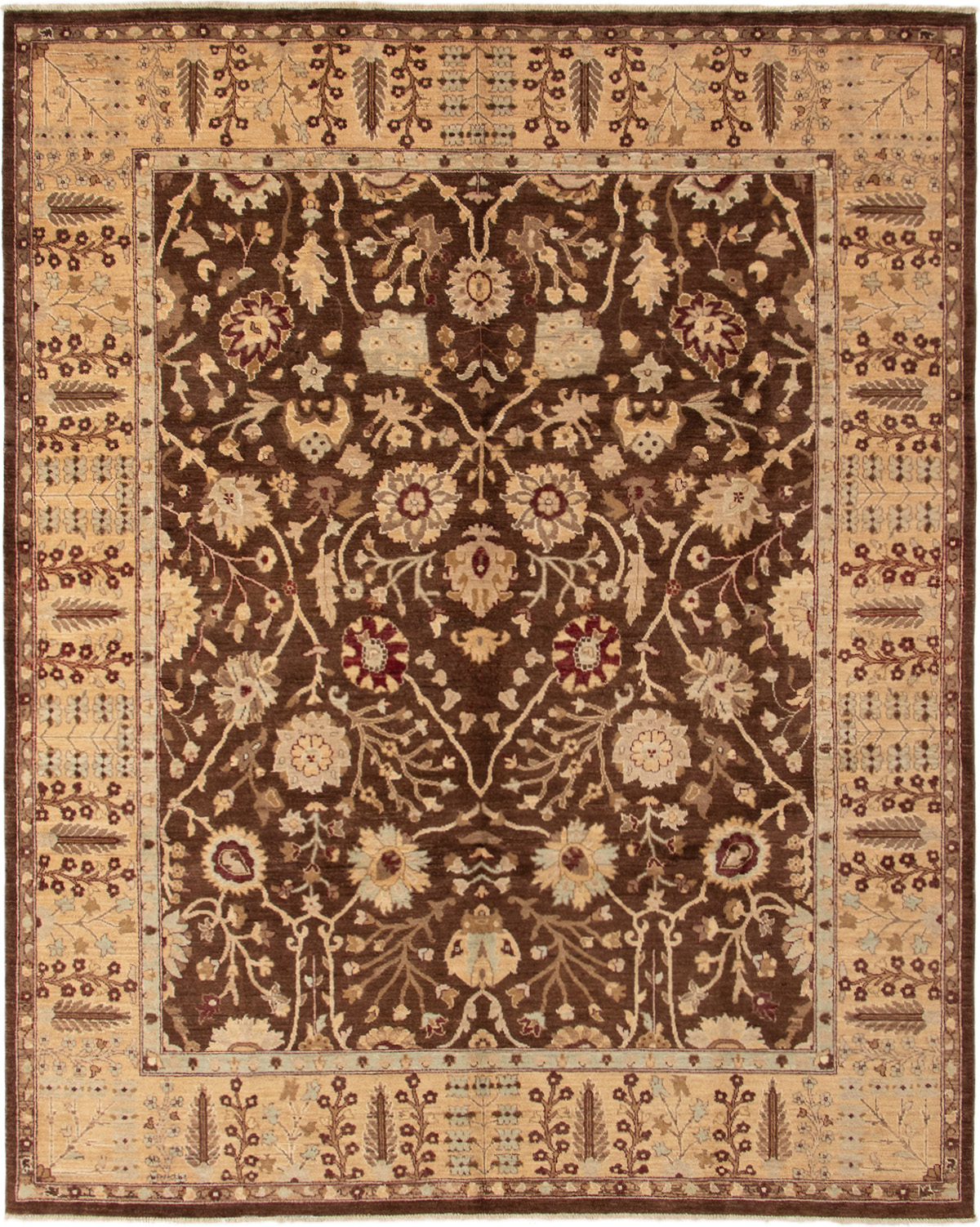 Hand-knotted Chobi Finest Dark Brown Wool Rug 8'1" x 10'2" Size: 8'1" x 10'2"  
