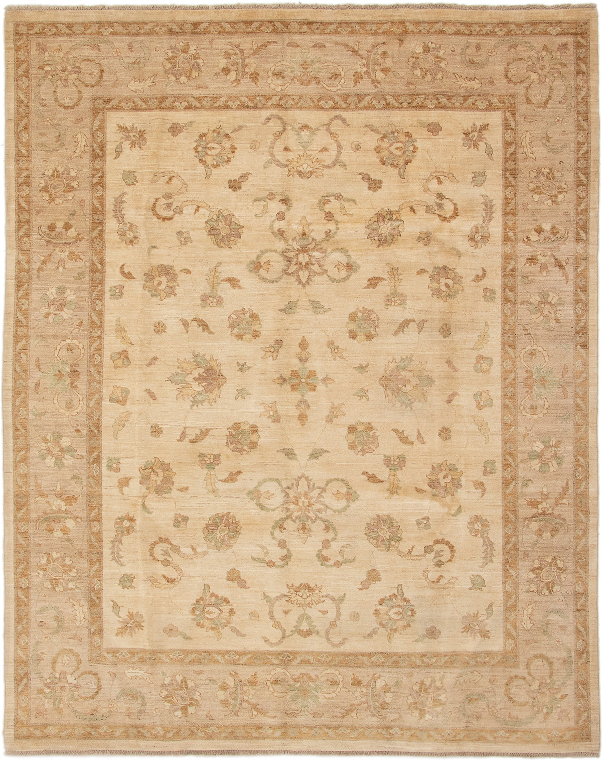 Hand-knotted Chobi Finest Ivory Wool Rug 8'0" x 10'3" Size: 8'0" x 10'3"  