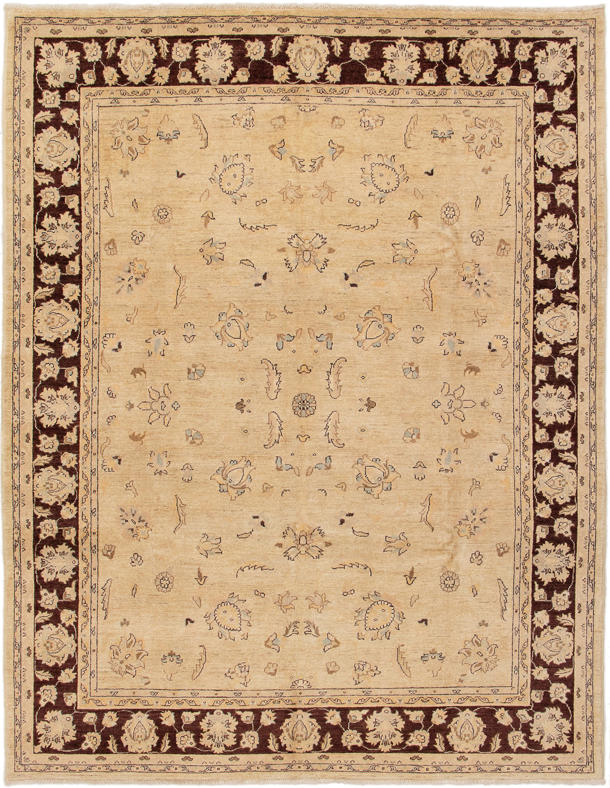Hand-knotted Chobi Finest Ivory Wool Rug 7'3" x 9'7" Size: 7'3" x 9'7"  