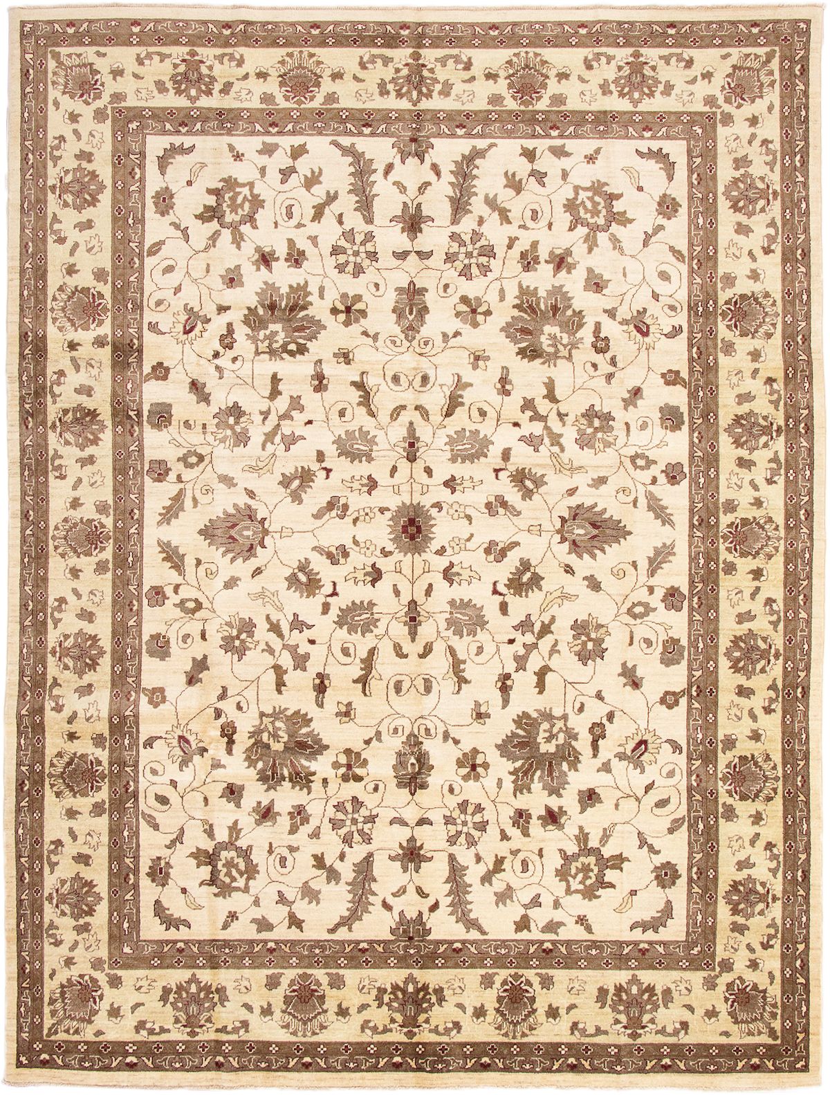 Hand-knotted Chobi Finest Cream Wool Rug 8'10" x 11'10" Size: 8'10" x 11'10"  
