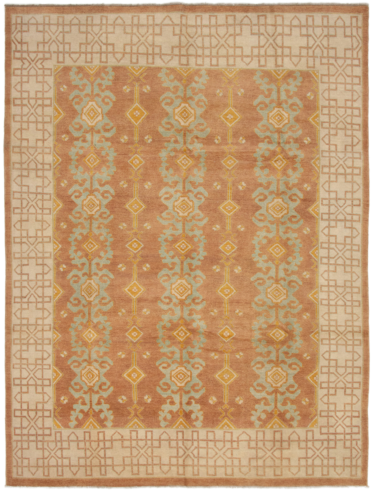Hand-knotted Peshawar Finest Copper Wool Rug 8'6" x 11'1" Size: 8'6" x 11'1"  