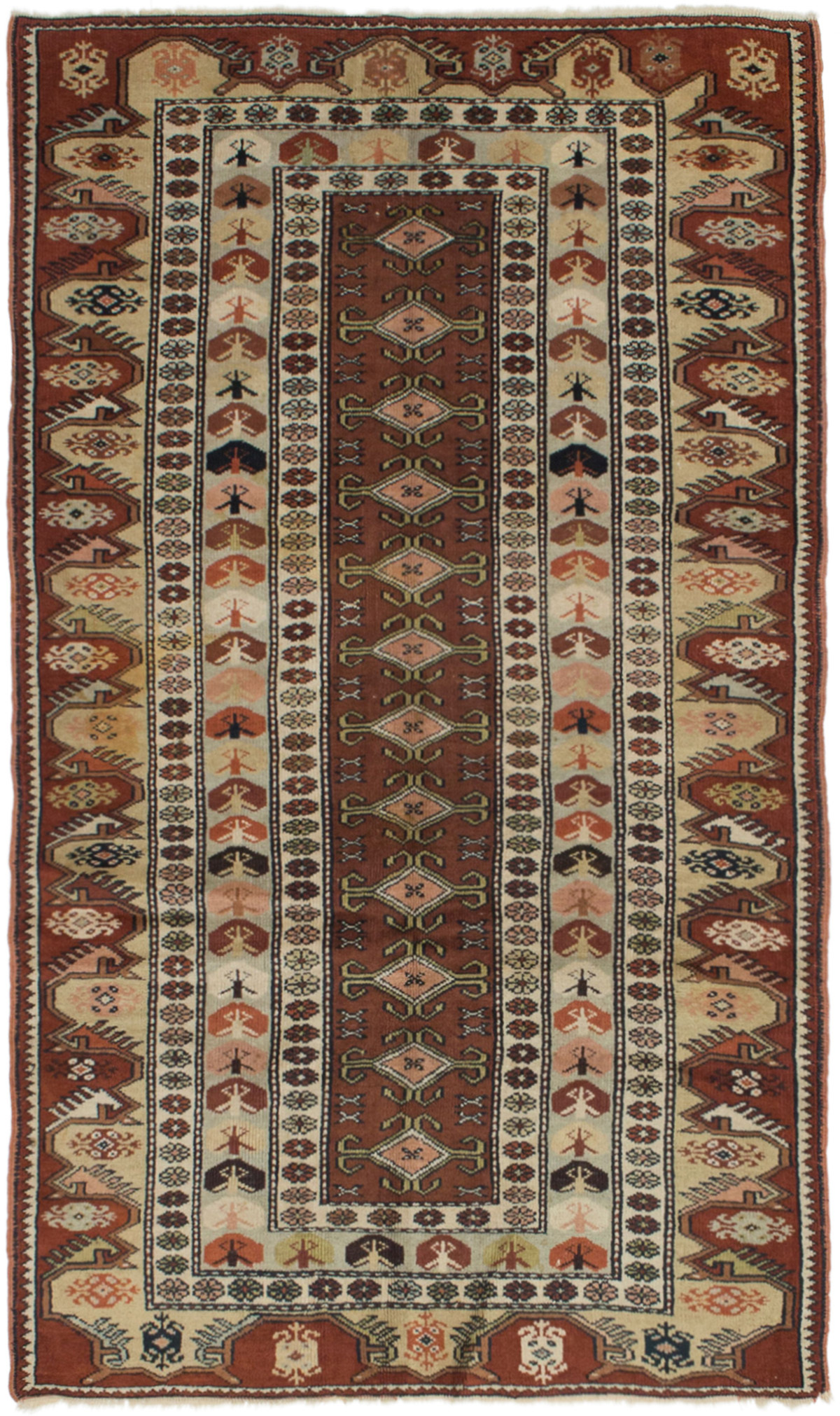 Hand-knotted Ushak Dark Copper Wool Rug 3'11" x 6'8" Size: 3'11" x 6'8"  