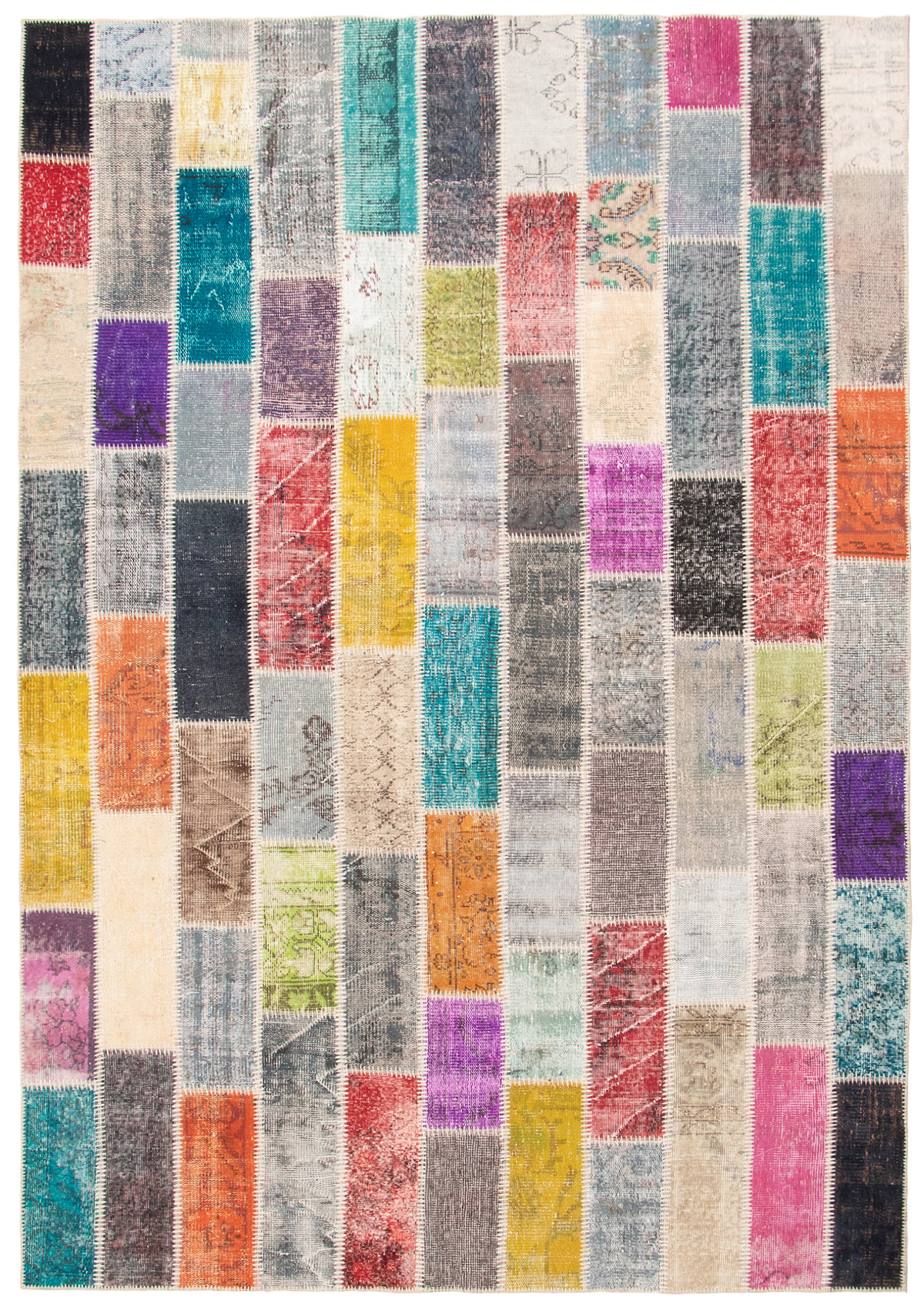 Hand-knotted Color Transition Patch Grey Wool Rug 6'9" x 9'9" Size: 6'9" x 9'9"  