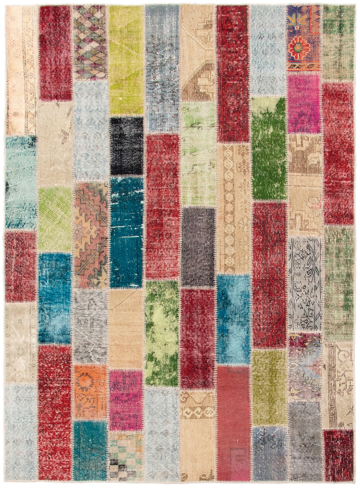 Hand-knotted Color Transition Patch Beige, Dark Red Wool Rug 6'1" x 8'3" Size: 6'1" x 8'3"  