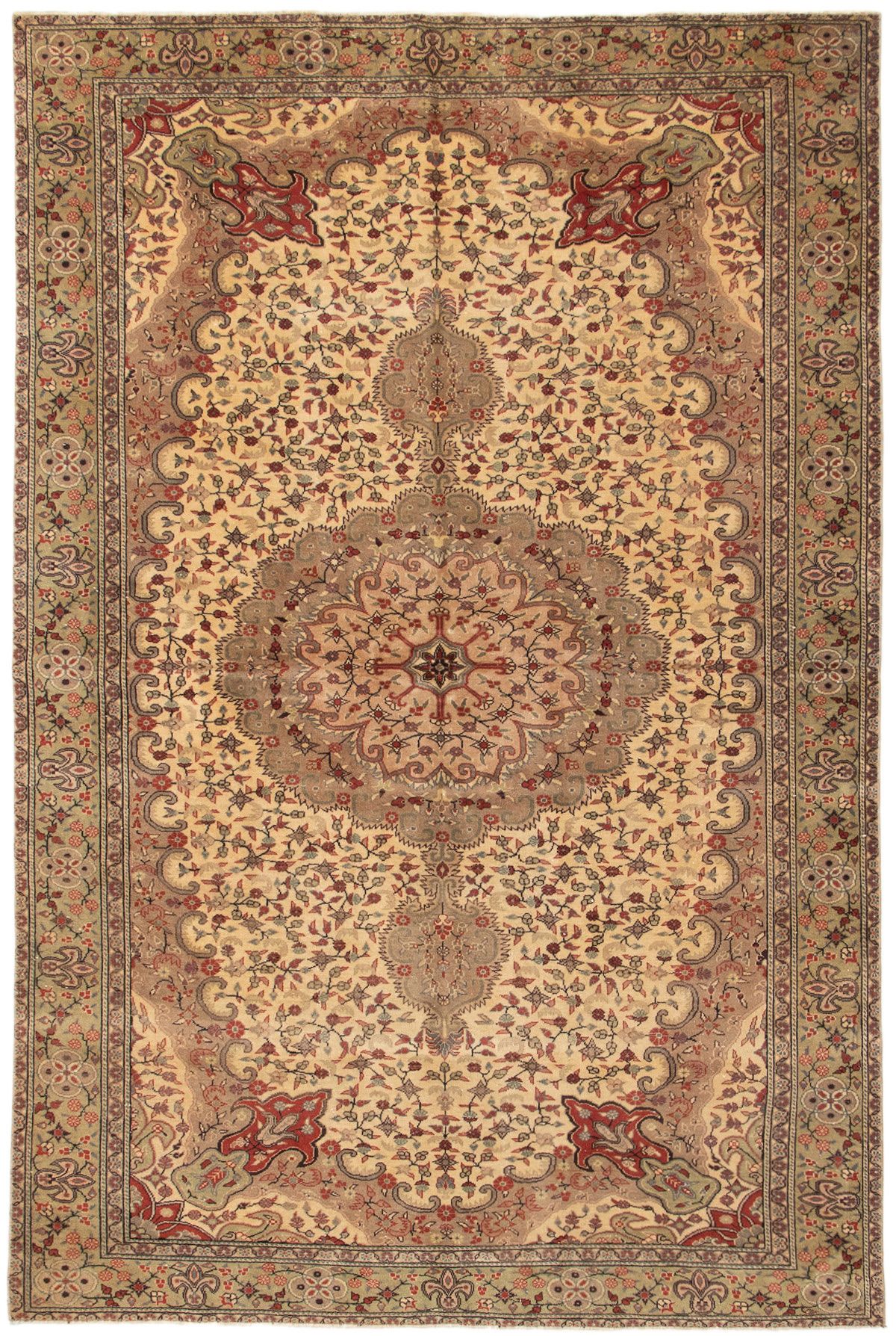 Hand-knotted Keisari Vintage Cream Wool Rug 5'11" x 9'6" Size: 5'11" x 9'6"  
