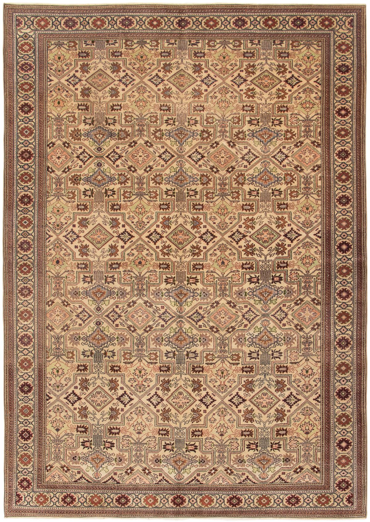 Hand-knotted Keisari Vintage Cream Wool Rug 6'8" x 9'7"  Size: 6'8" x 9'7"  
