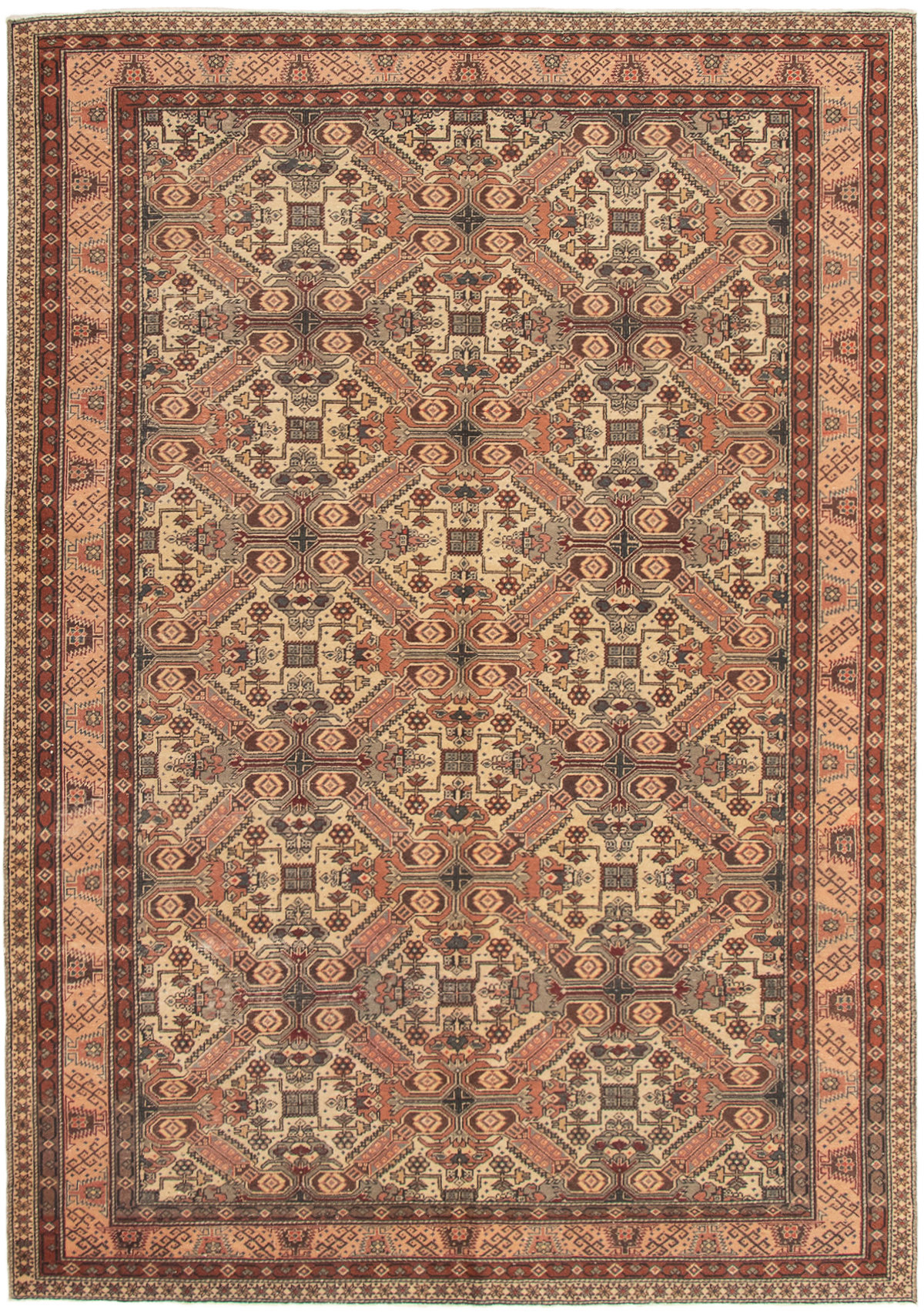Hand-knotted Keisari Vintage Copper, Cream Wool Rug 6'4" x 9'7" Size: 6'4" x 9'7"  