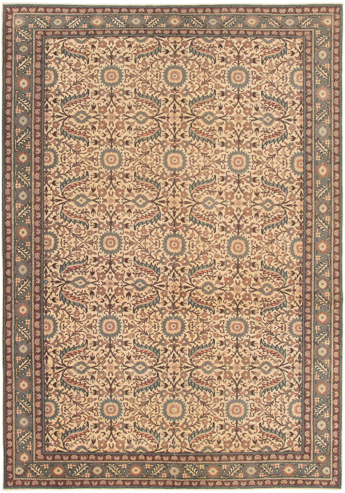 Hand-knotted Keisari Vintage Cream Wool Rug 6'8" x 9'8" Size: 6'8" x 9'8"  