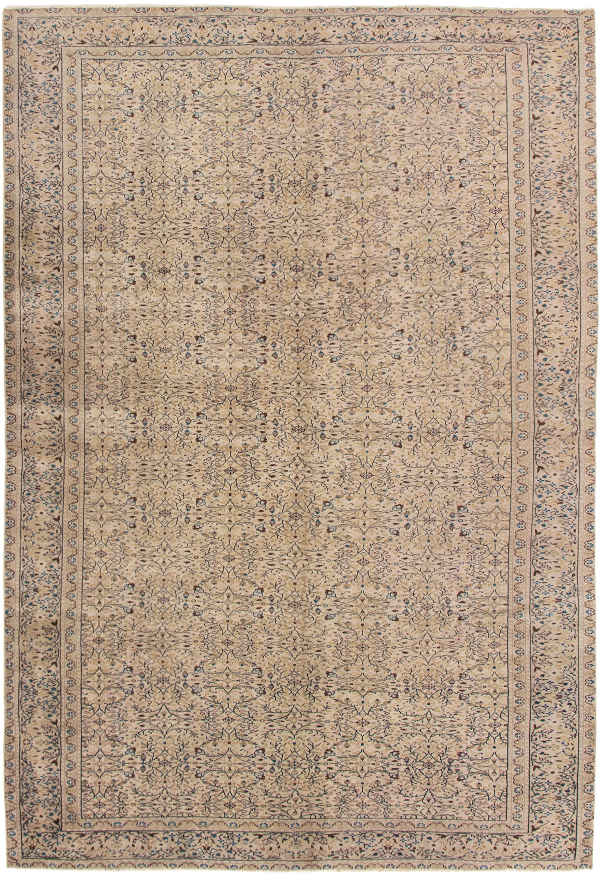 Hand-knotted Keisari Vintage Ivory Wool Rug 6'4" x 9'6" Size: 6'4" x 9'6"  