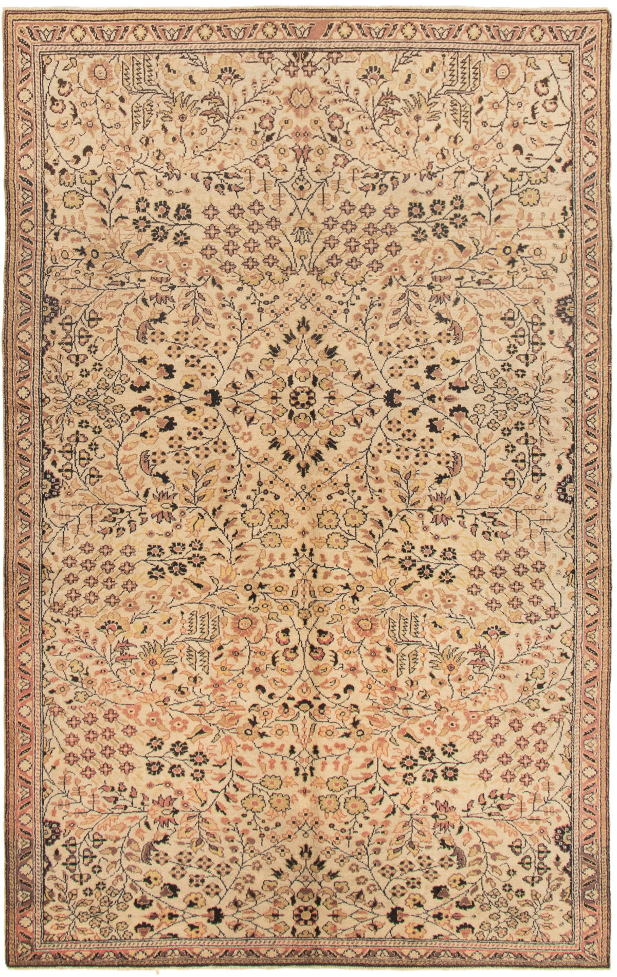 Hand-knotted Keisari Vintage Cream Wool Rug 4'9" x 7'7" Size: 4'9" x 7'7"  