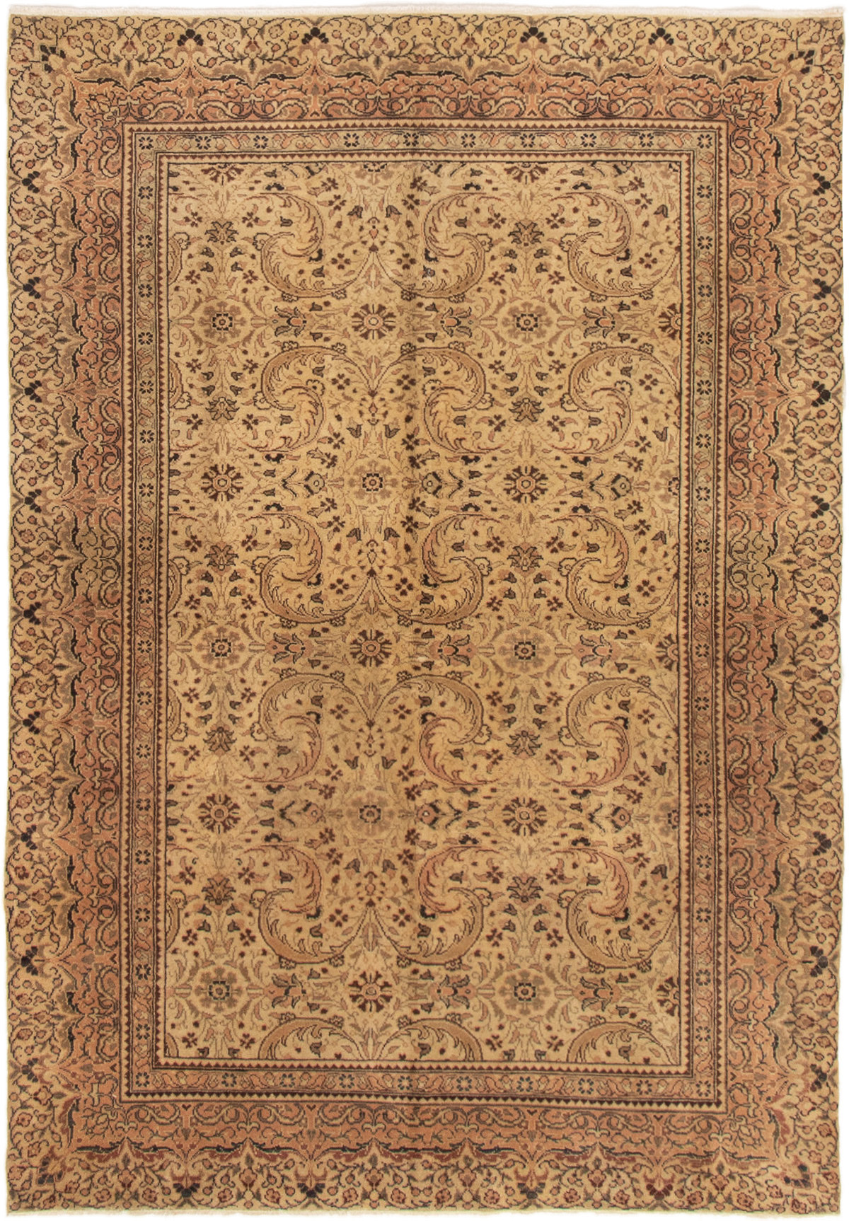 Hand-knotted Keisari Vintage Cream Wool Rug 4'11" x 6'11" Size: 4'11" x 6'11"  