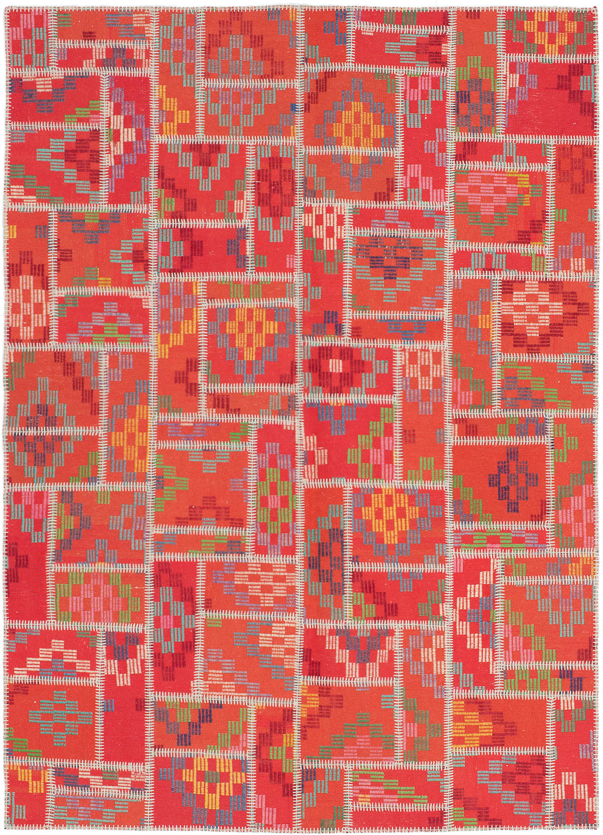 Hand woven Anatolia Patch Dark Copper Wool Kilim 5'9" x 8'0" Size: 5'9" x 8'0"  