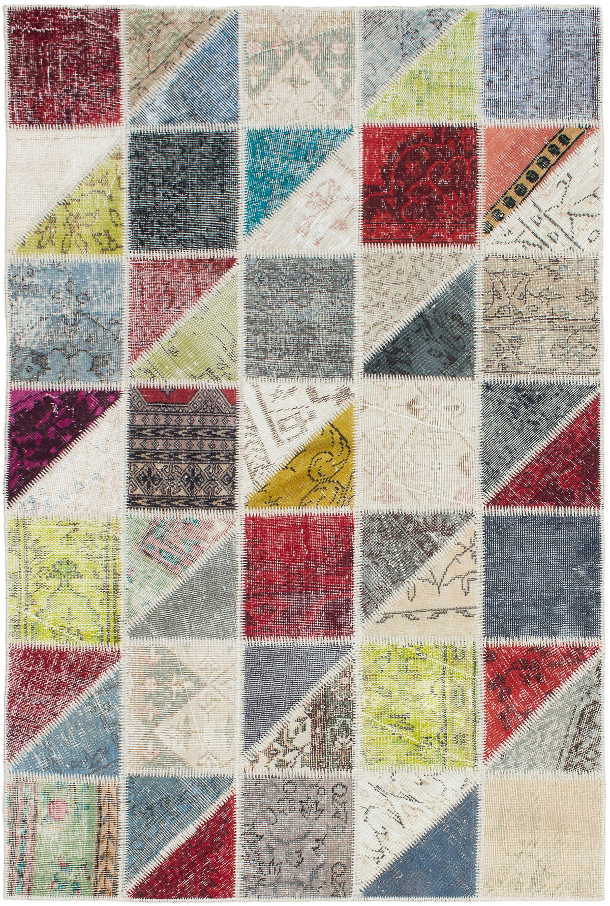 Hand-knotted Color Transition Patch Cream Wool Rug 4'5" x 6'9" Size: 4'5" x 6'9"  