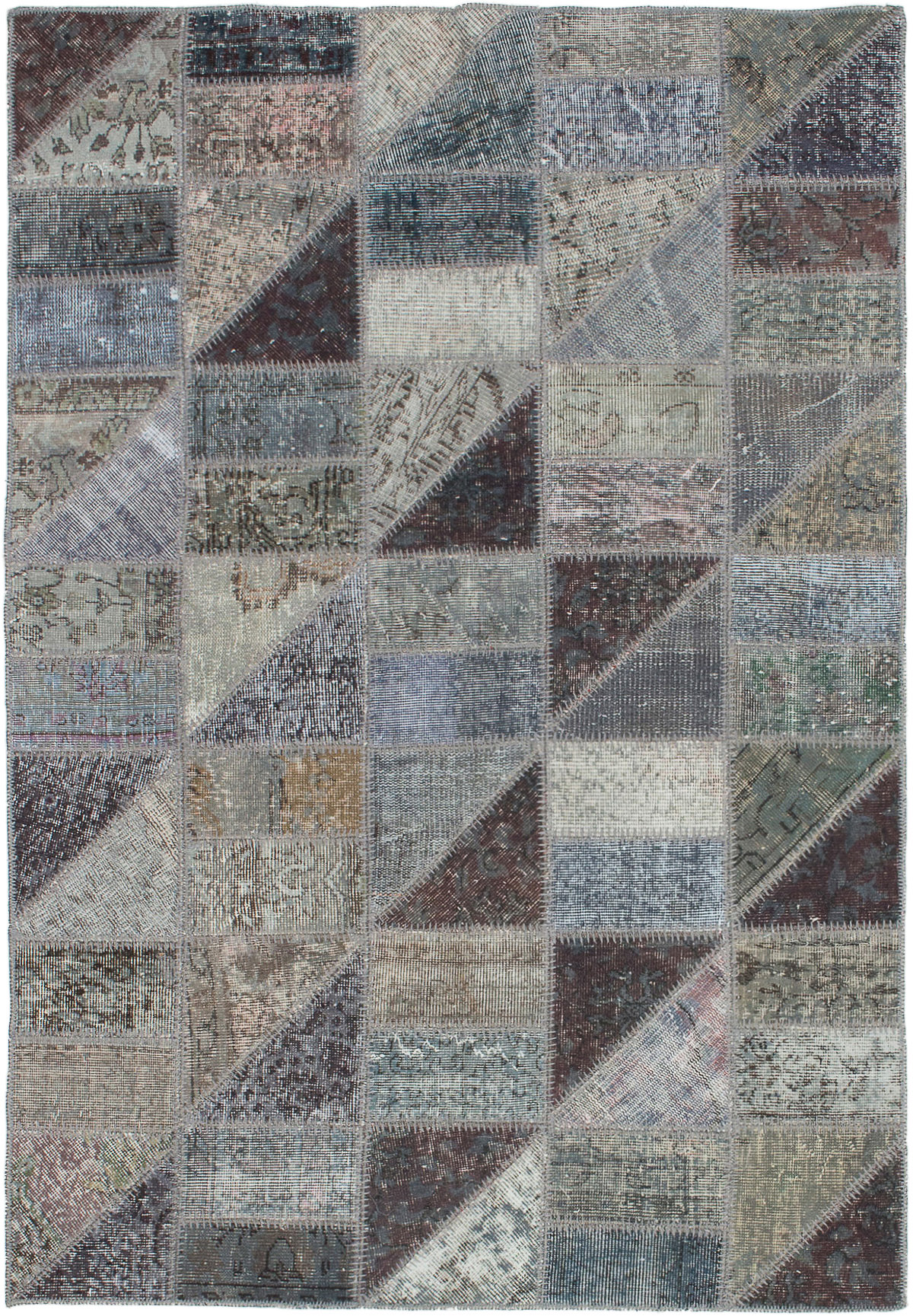 Hand-knotted Color Transition Patch Grey Wool Rug 4'8" x 6'9" Size: 4'8" x 6'9"  