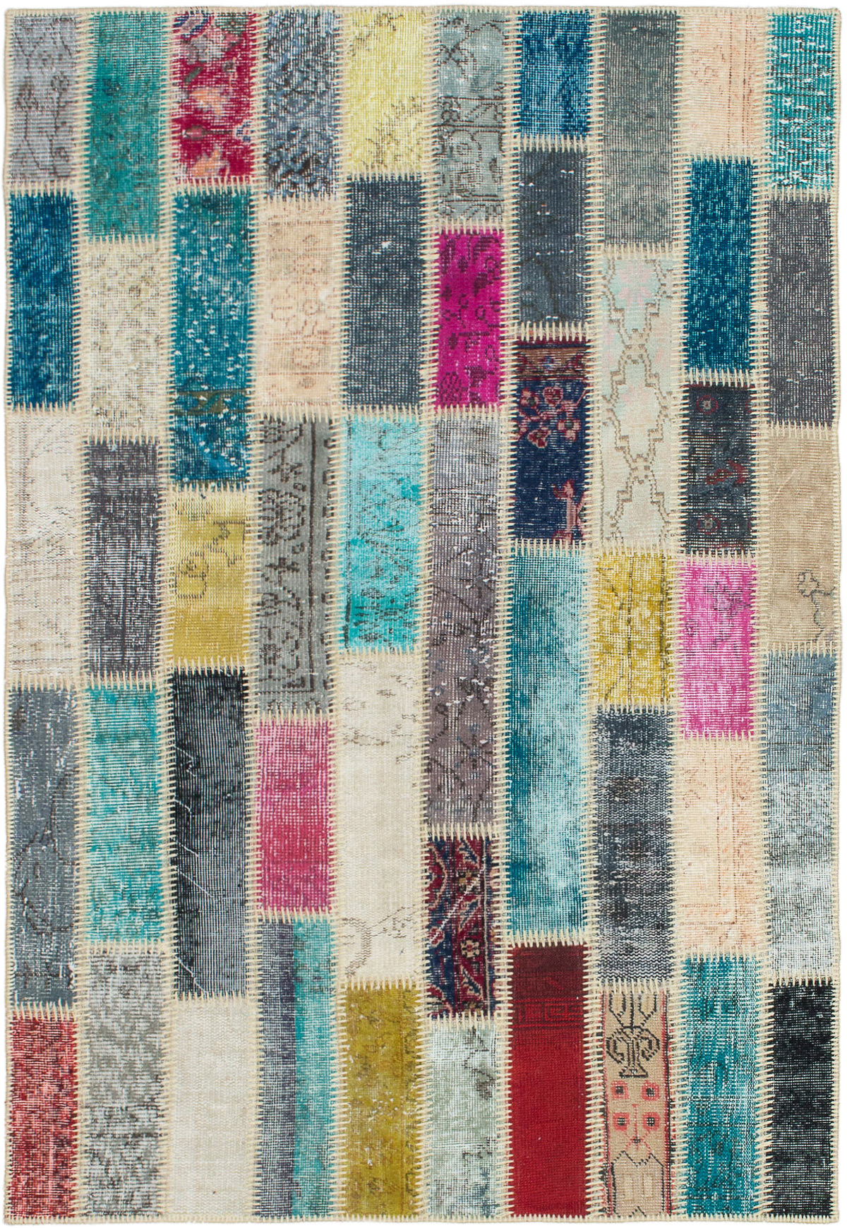 Hand-knotted Color Transition Patch Turquoise Wool Rug 4'4" x 6'4" Size: 4'4" x 6'4"  