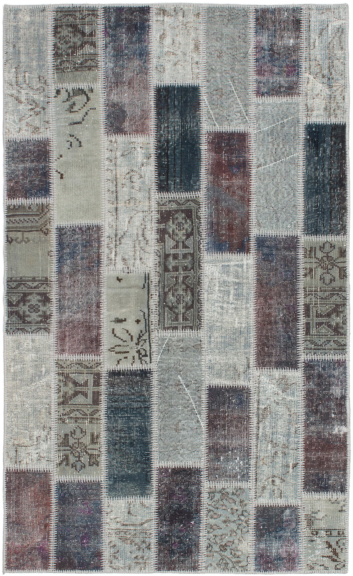 Hand-knotted Color Transition Patch Light Grey Wool Rug 4'2" x 7'1" Size: 4'2" x 7'1"  