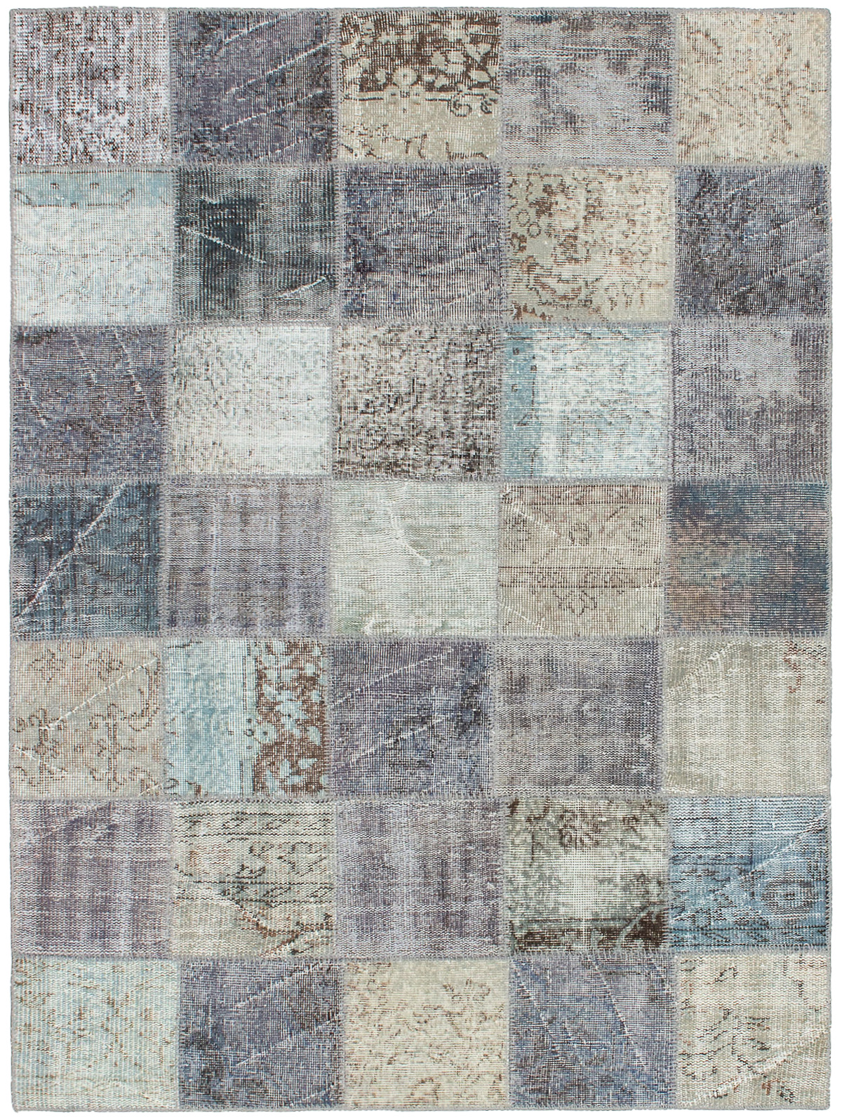 Hand-knotted Color Transition Patch Grey Wool Rug 4'9" x 6'6" Size: 4'9" x 6'6"  