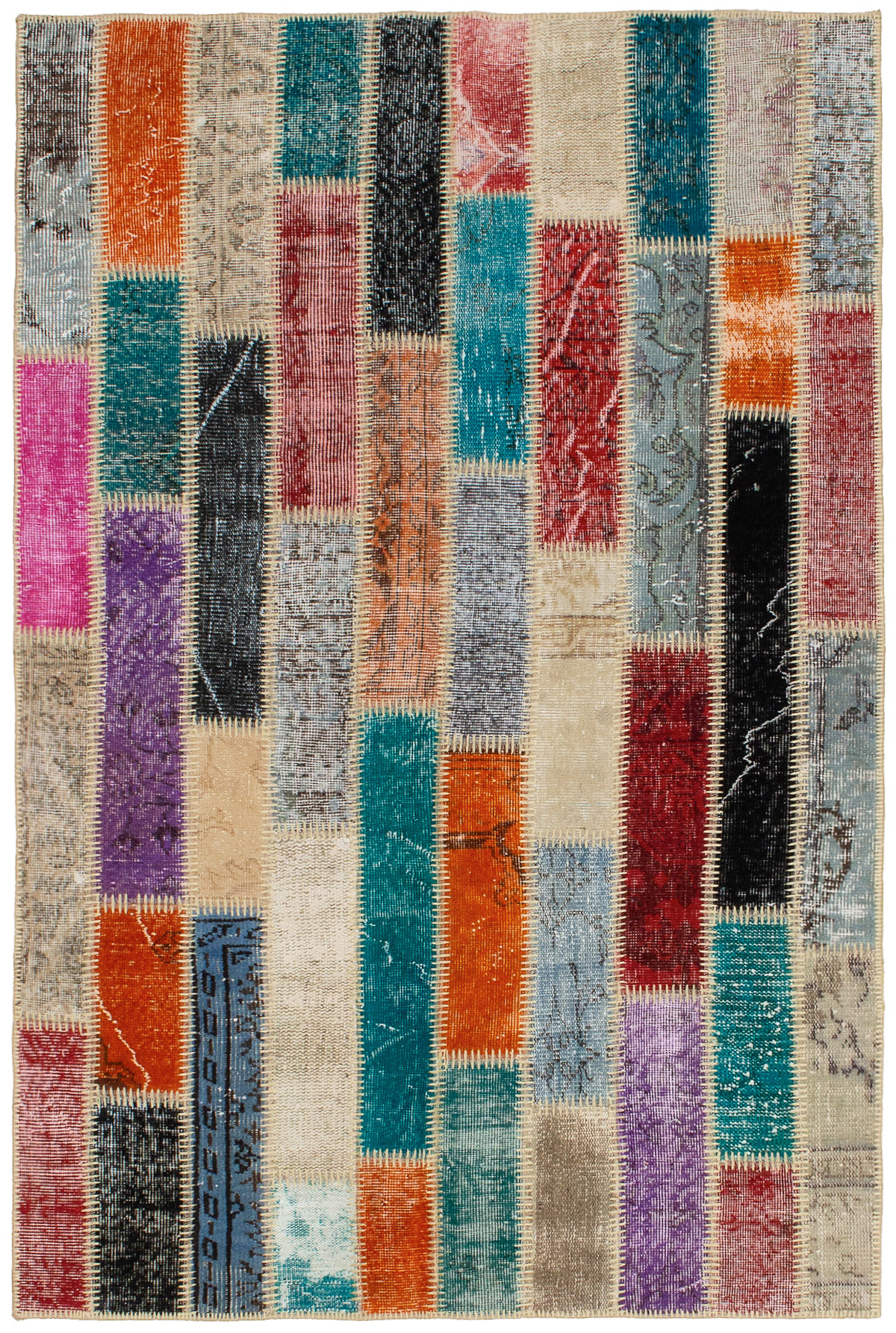 Hand-knotted Color Transition Patch Light Khaki, Turquoise Wool Rug 4'3" x 6'6" Size: 4'3" x 6'6"  