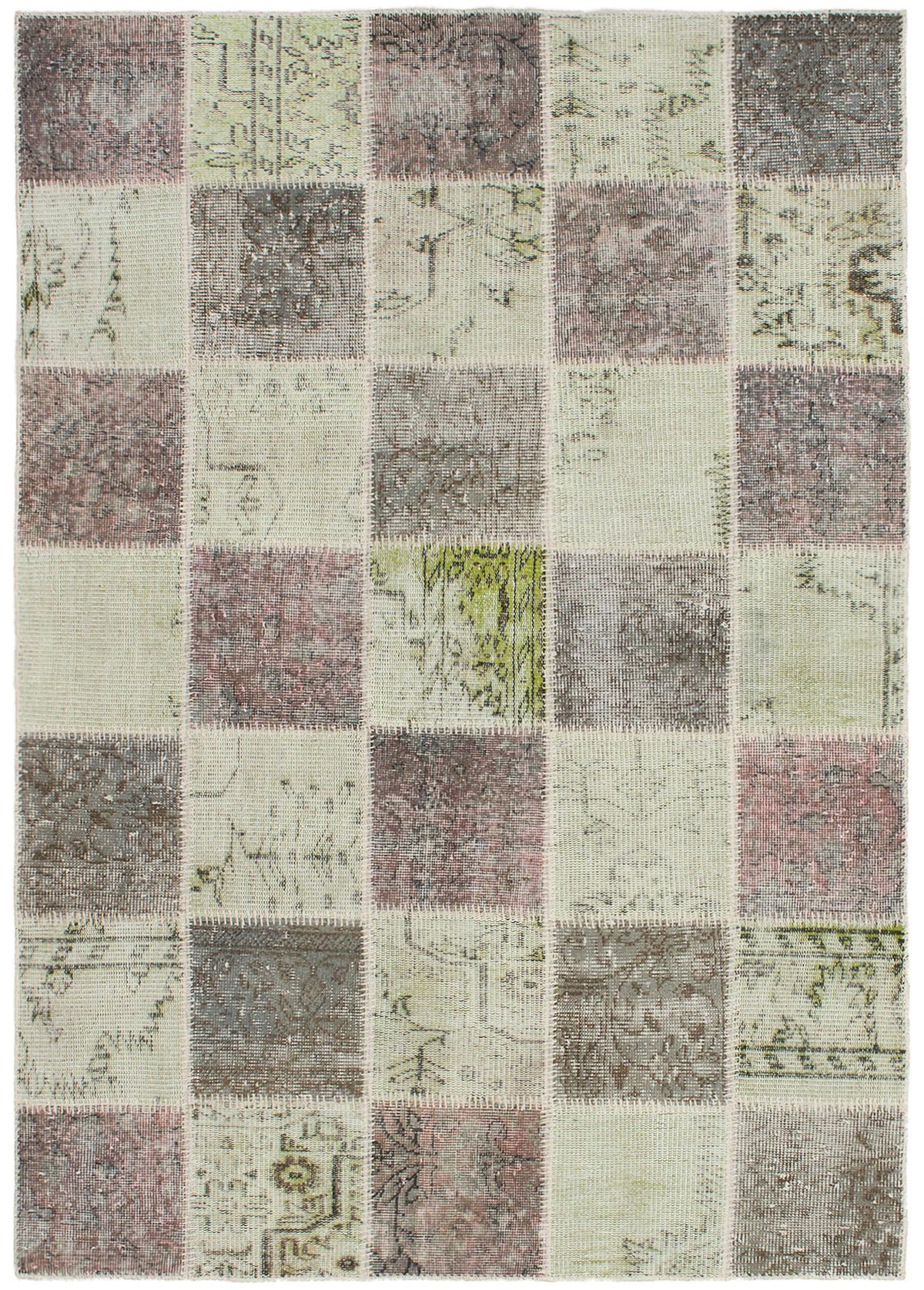 Hand-knotted Color Transition Patch Grey, Light Khaki Wool Rug 4'9" x 6'8" Size: 4'9" x 6'8"  