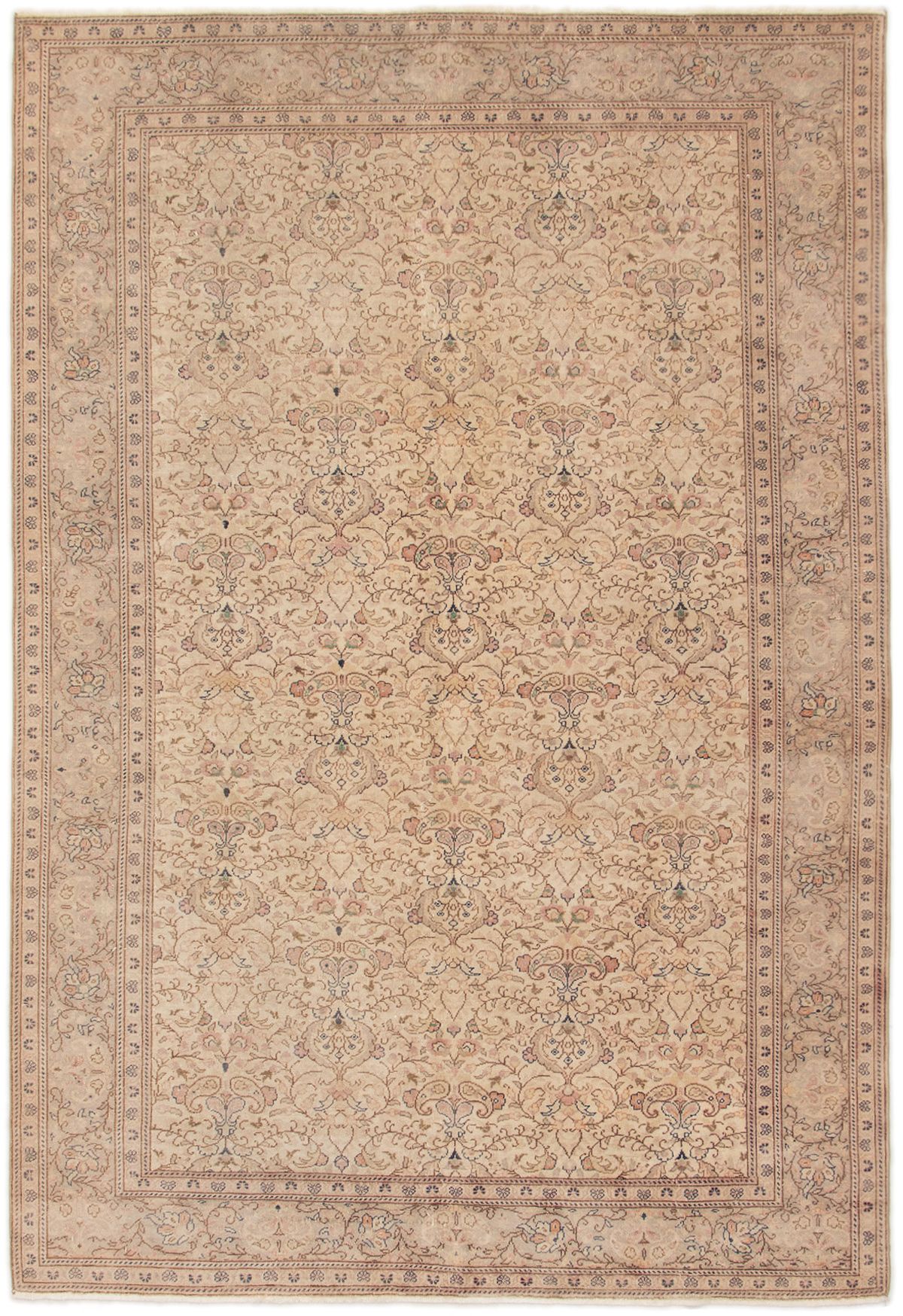 Hand-knotted Antalya Vintage Ivory Wool Rug 6'5" x 9'7" Size: 6'5" x 9'7"  