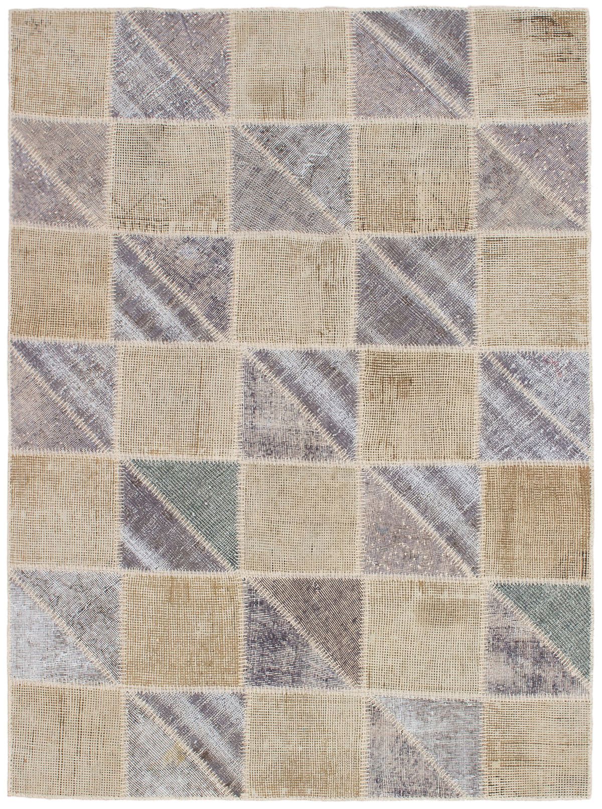Hand-knotted Color Transition Patch Grey, Khaki Wool Rug 4'9" x 6'6" Size: 4'9" x 6'6"  