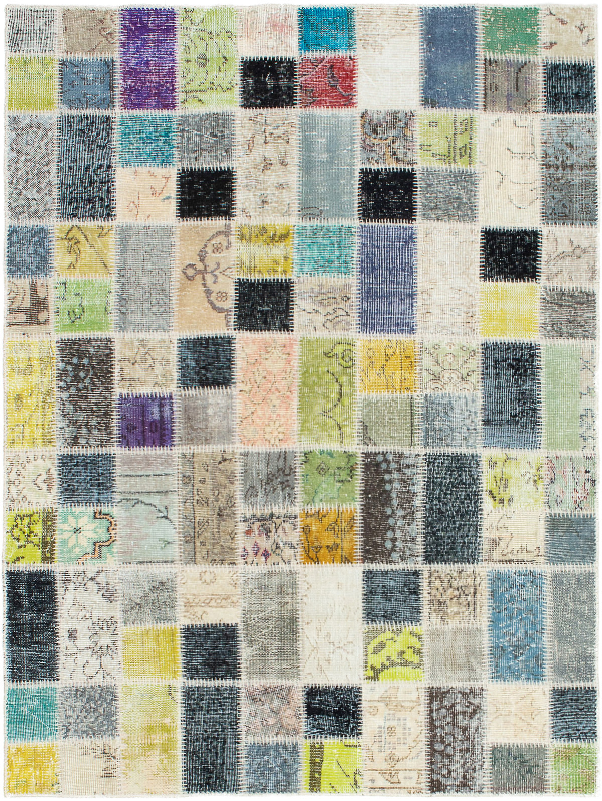 Hand-knotted Color Transition Patch Grey, Light Green Wool Rug 4'10" x 6'7" Size: 4'10" x 6'7"  
